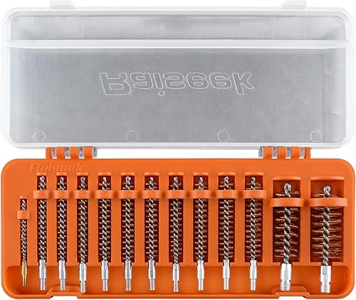 Raiseek 13 piezas de cepillo de limpieza de pistola de cerdas para rifle pistola escopeta .17 .220.219 in, .300.300 in, .3570.354 in, .40 .45 12GA