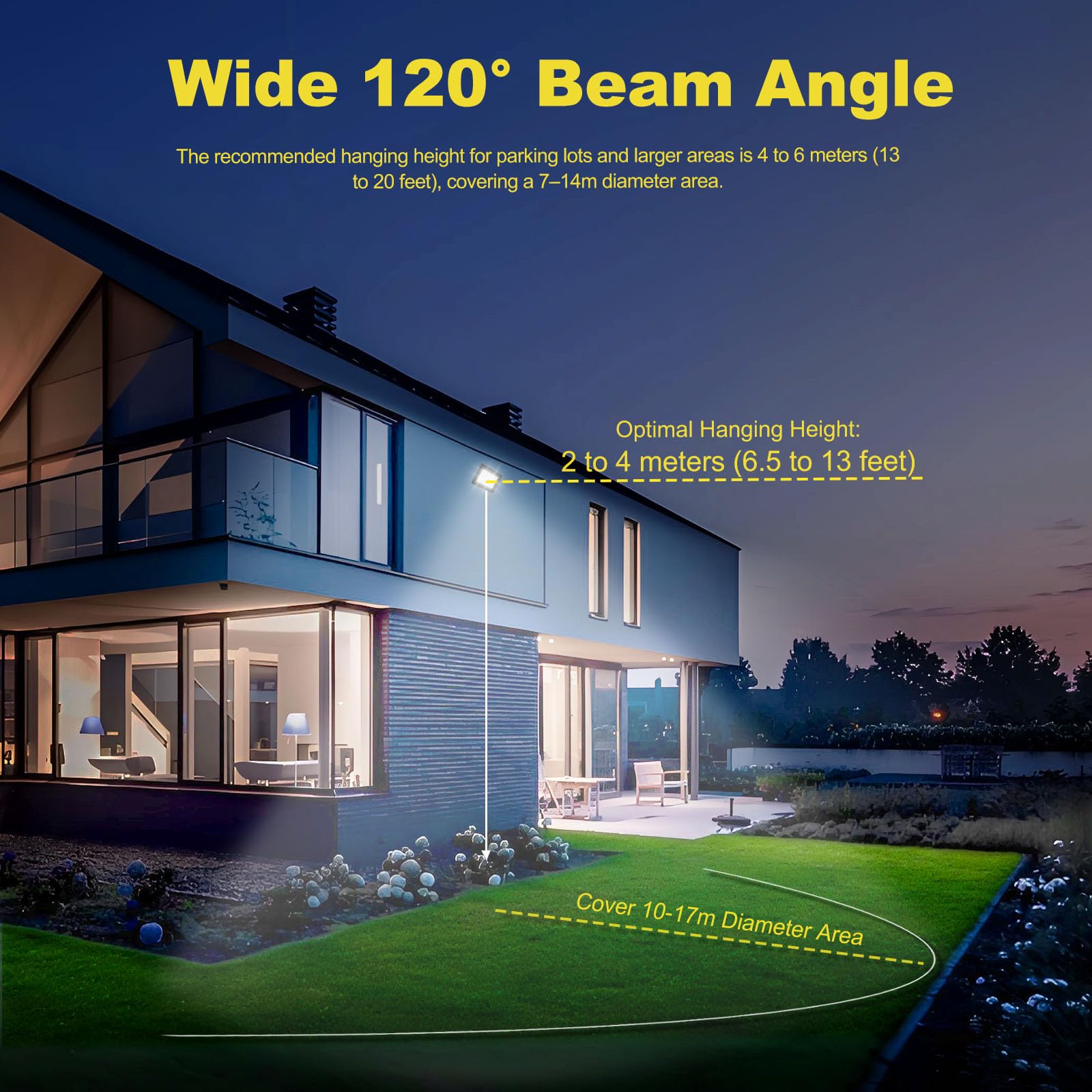 Projecteur LED Fynokst 100 W Assen, 2 spot, lumière blanche froide 6500 K, 10 000 lm, éclairage d'intérieur, étanchéité IP66, idéal pour les jardins, garages et stades