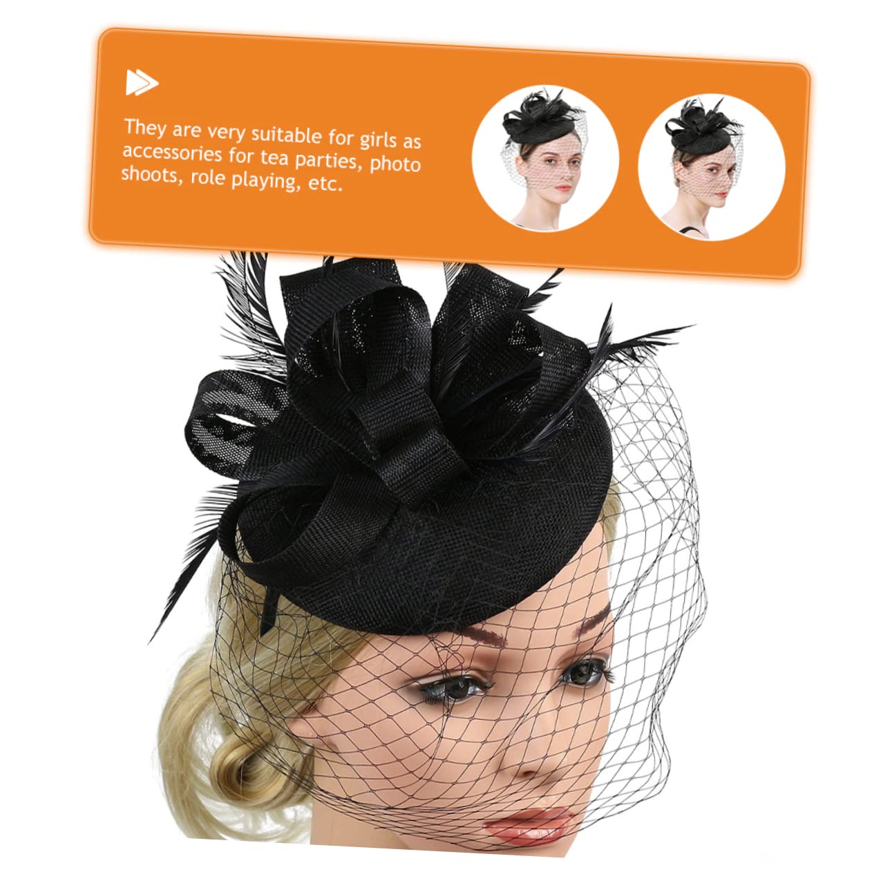FRCOLOR 5pezzi Fascinator Elegante con Velo Rete per Cerimonie e Feste Cappello da Tea Party e Accessorio da Banchetto per Donne Stile Versatile e Comodo per Occasioni Speciali