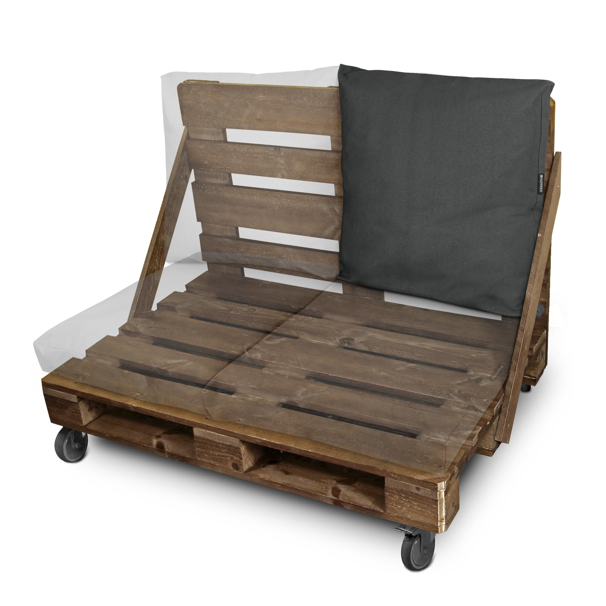 HAPPERS Cojín de Suelo Naylim Mate Impermeable Multiusos para Exterior, Banco y Palets - Comodidad y Versatilidad en un sólo Cojín Gris 60x60