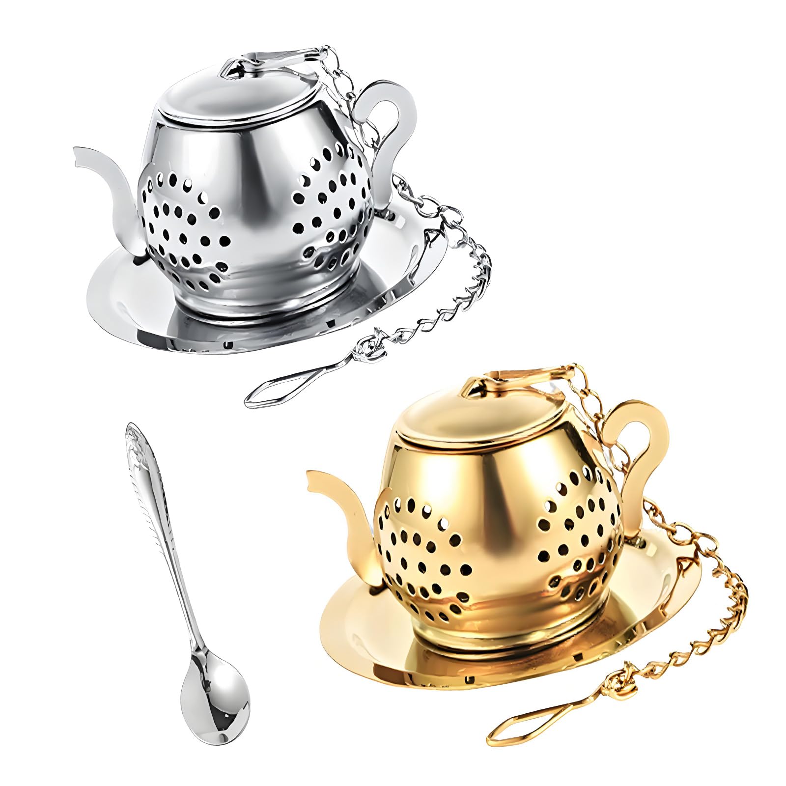 our fave Infuser with Fine Meshes Holes Practical Food Grade Stainless Steel Teapot Shaped Loose Leaves Tea Strainer Elegant Stainless Steel Tea