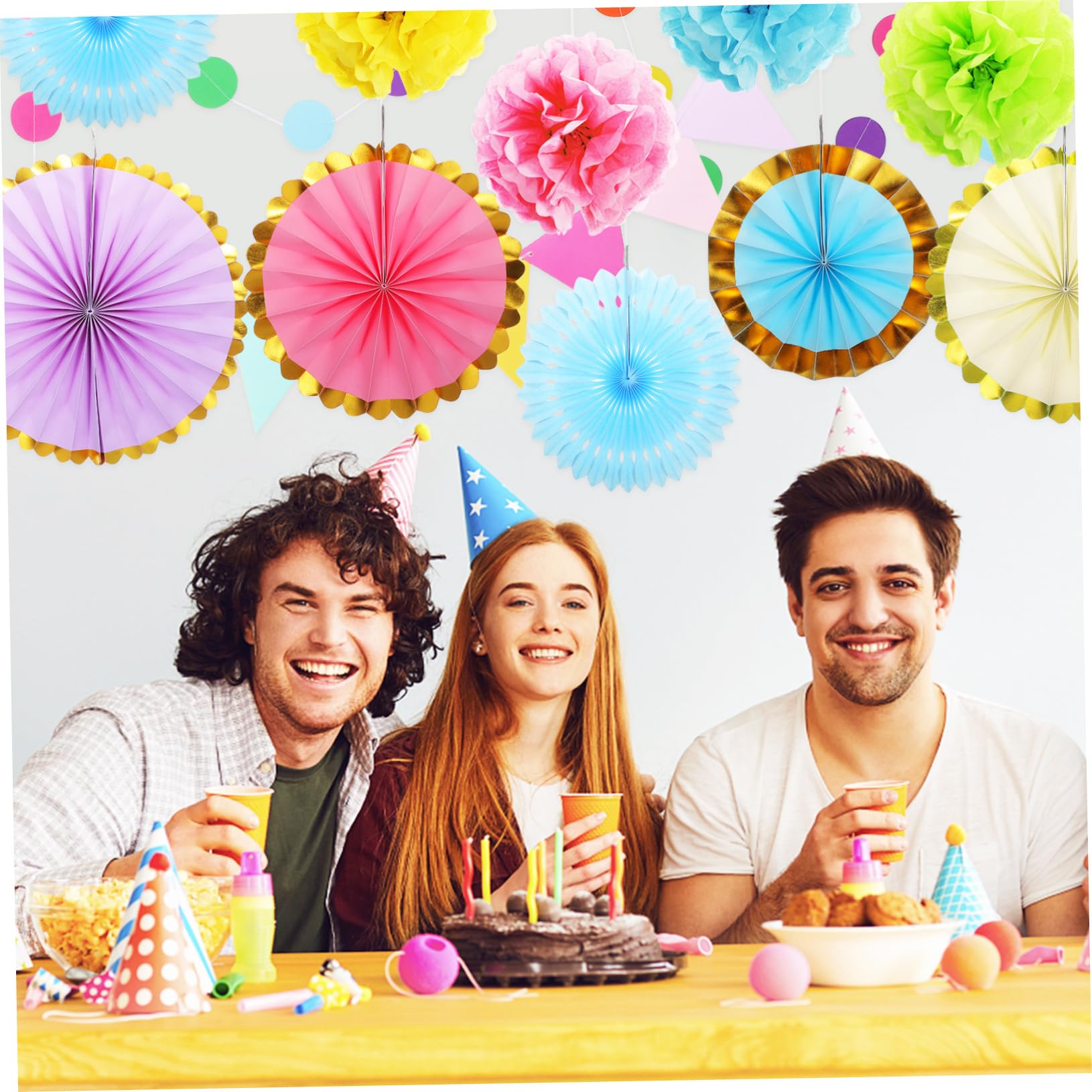 Pastellfarbene Papier Pompons 1 Satz aus Papier für Feiern