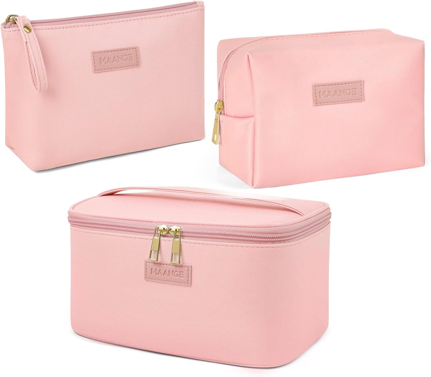 MAANGE Travel Makeup Bag Large Makeup Bag with 2pcs Small Makeup Bag Portable