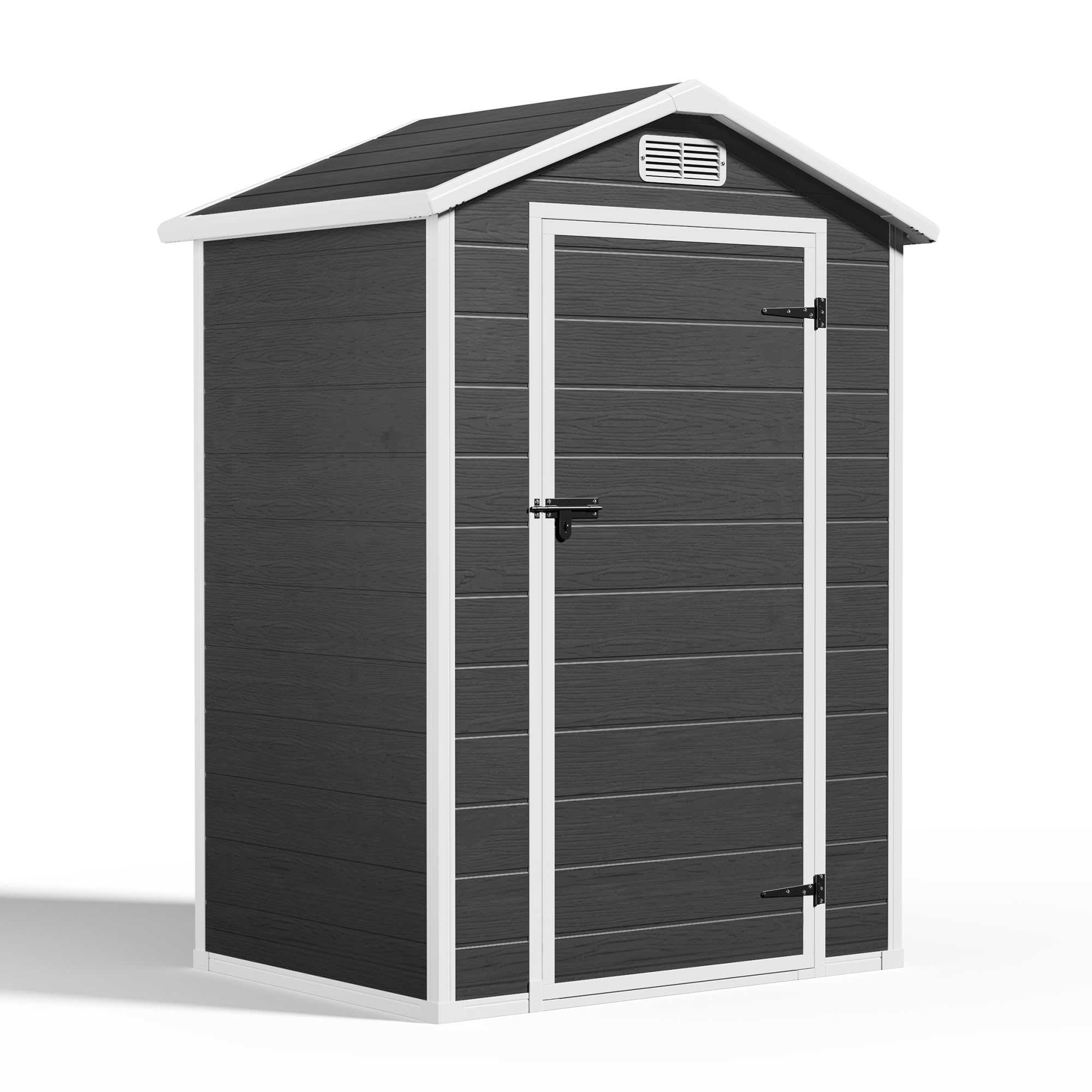 Abri de Jardin en Résine, Cabane à Outils Imperméable avec Fenêtre et Ventilation, Abri de Rangement Verrouillable pour Outils de Jardin, 122 x 92 x 188 cm (Noir)