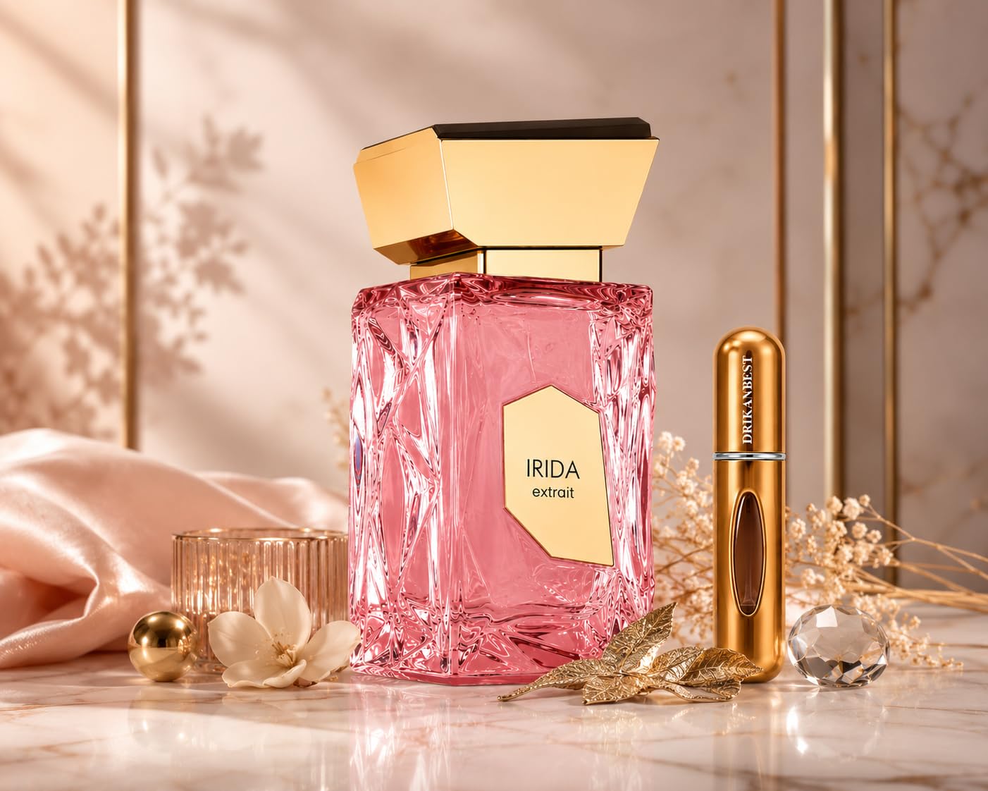 Irida Extrait Eau de Parfum Unisex 100 ml | Perfume Floral Afrutado | Floral Afrutado, Fragancia Unisex, Extrait de Parfum, Botella Rosa Facetada, Incluye Atomizador