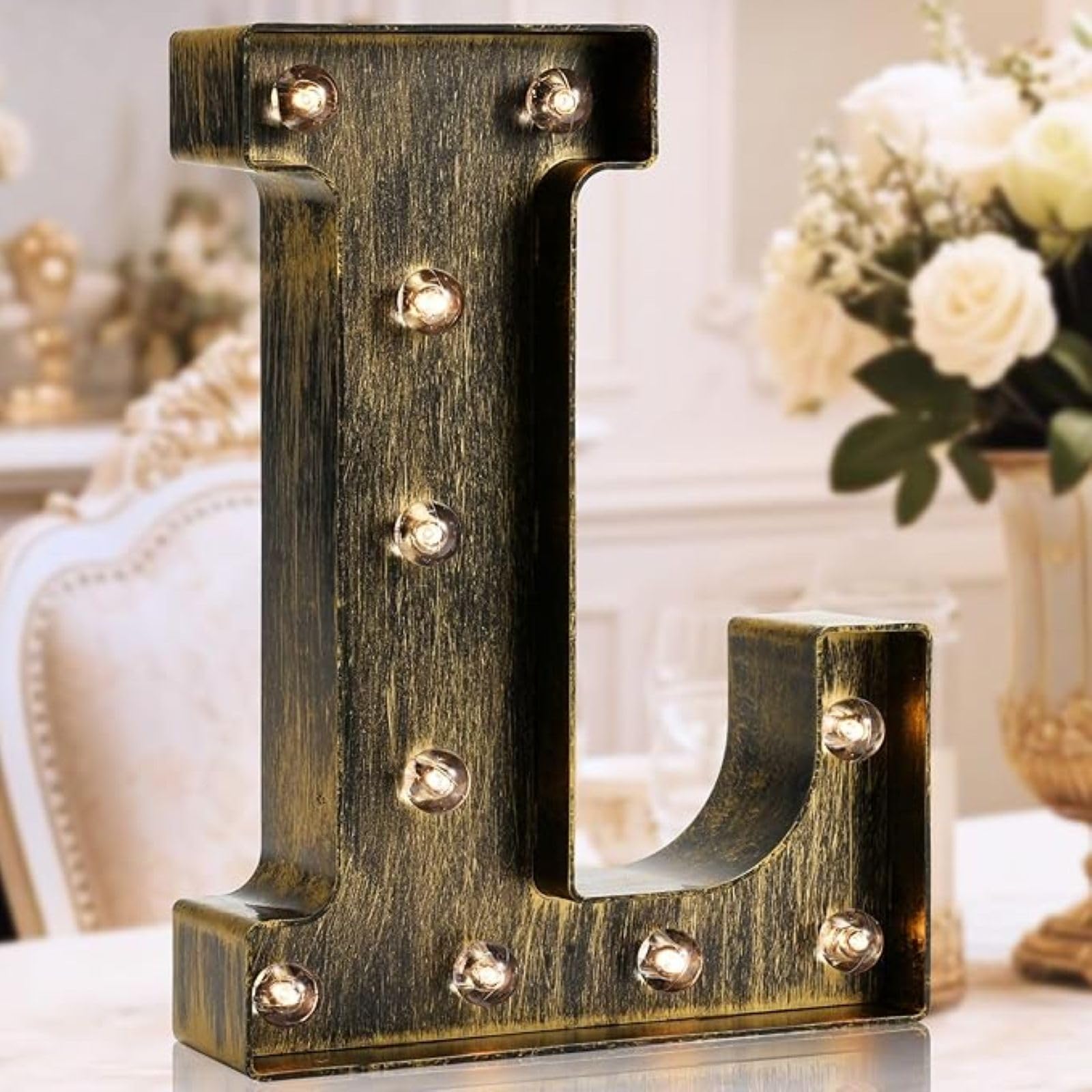 Jemnpela LED Marquee Letter Number Sign Lights Glitter Light Up Alphabet Figure Night Light for Birthday Party Wedding Home Bar Holiday Wall Decoration