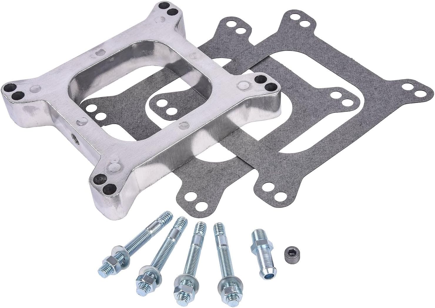 JEGS Carburetor Spacer | 4150 Square Bore Flange | Open Hole Design | 1� Tall | Includes Two Gaskets And Mounting Hardware