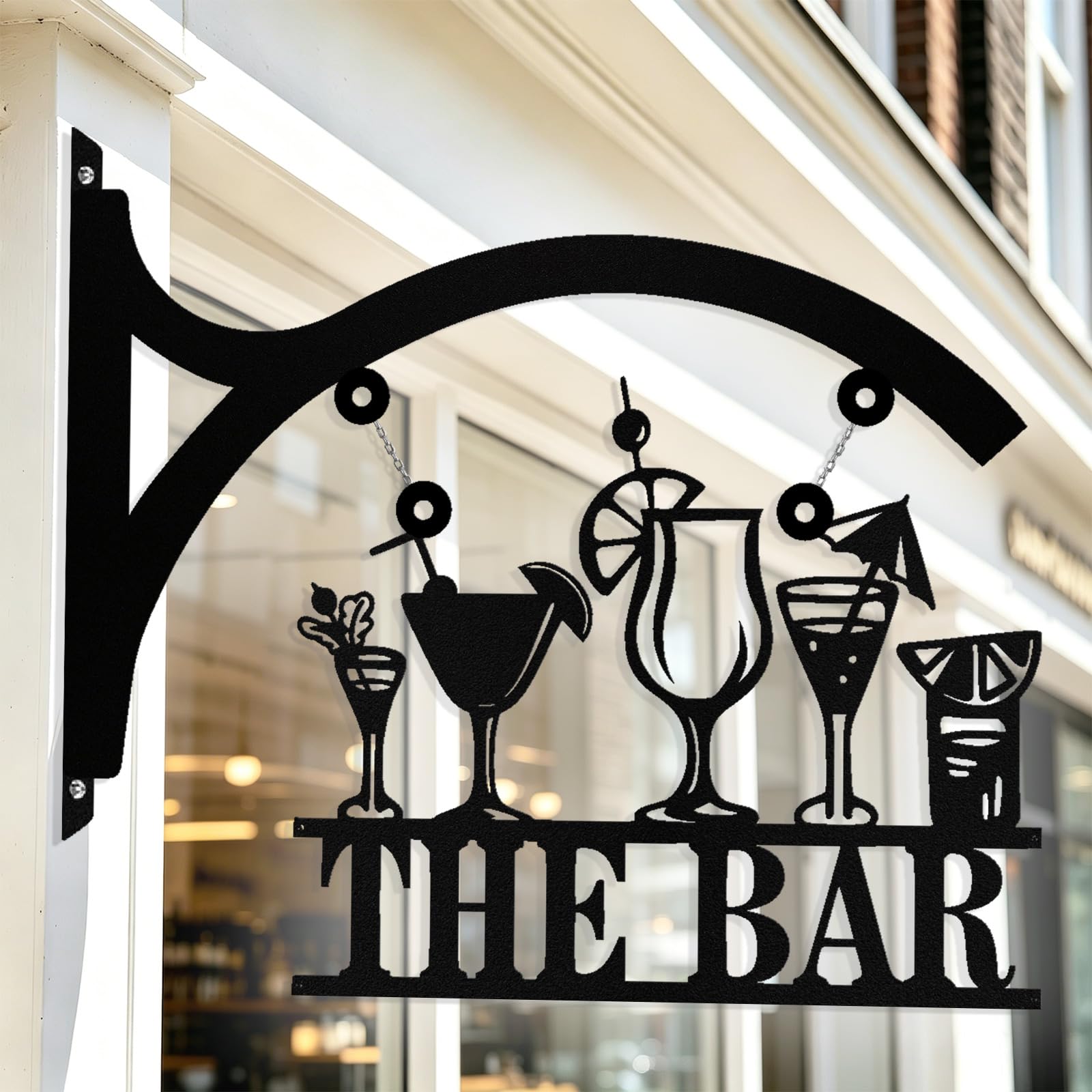 Custom Bar Hanging Metal Sign, Personalized Bar Name Sign, Customized Bar Signs Metal Wall Decor Art Outdoor for Home Bars, Man Cave, Pub, Party, Backyard, Club