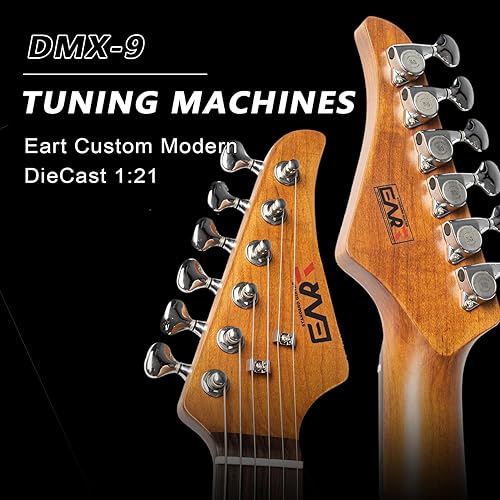 Miniatura 5 de EART Guitarra eléctrica DMX-9, puente de trémolo de 6 cuerdas, pastillas Humbucker, cuerpo sólido, guitarras con interruptor de 5 vías (blanco perla