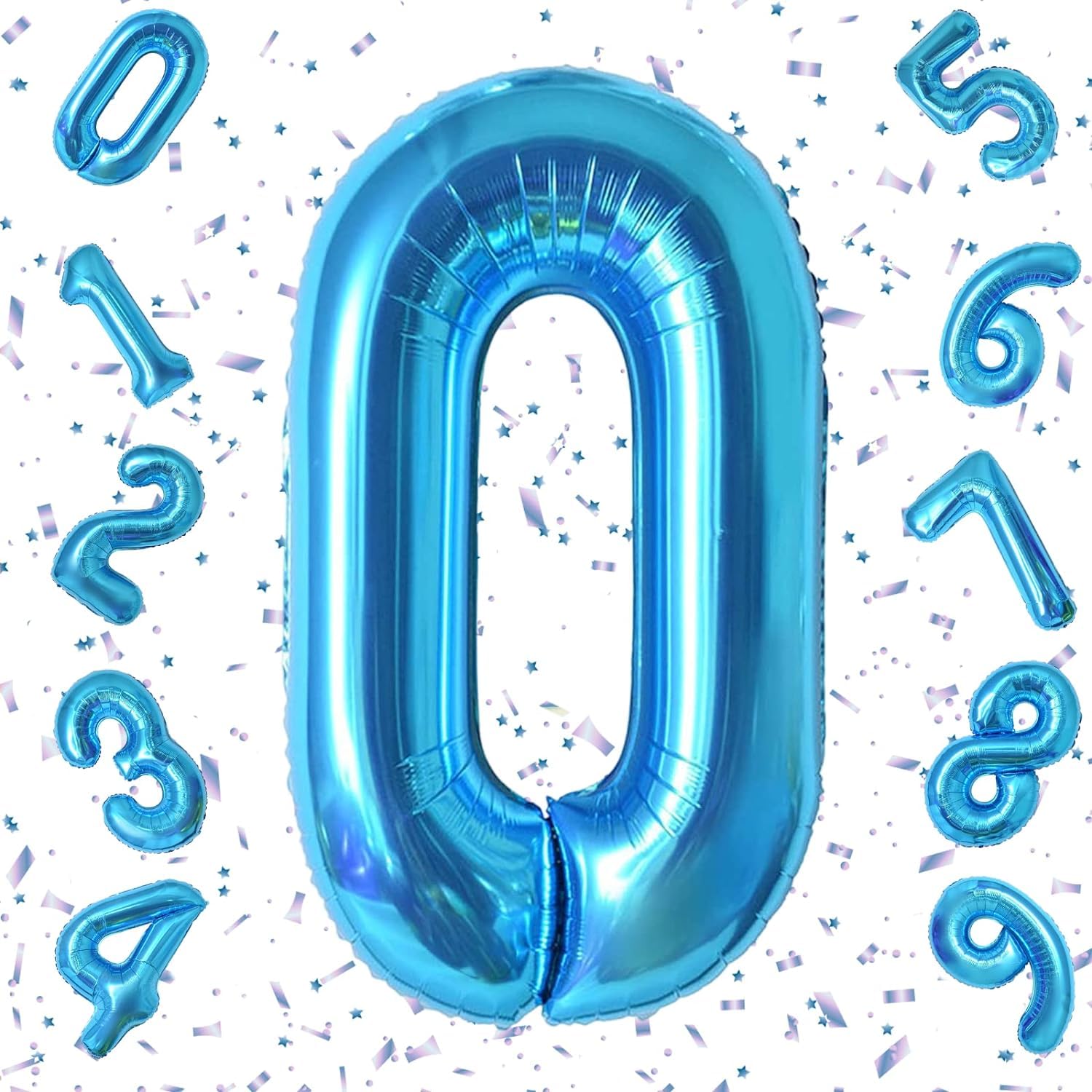 0 number Blue Foil Balloon 16 inch Size Birthday Decoration Items | 1st Year Balloons | Zero