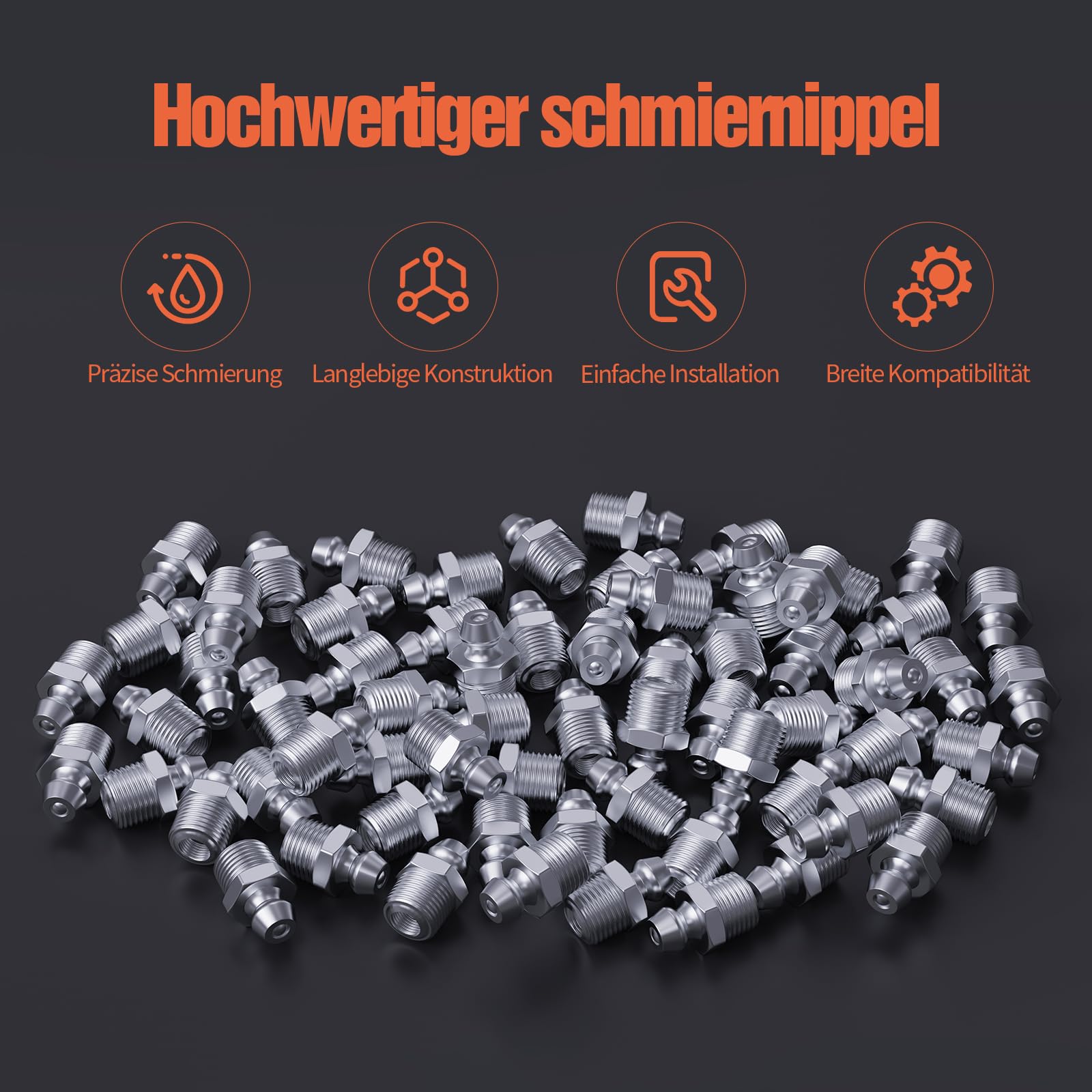 TRILINK Schmiernippel Sortiment Kit - 160 Stück M6, M8, M10 metrische Schmier fittings mit geraden, 45- und 90-Grad-Winkeln, inklusive Schraubenschlüssel - Ideal für Automotive und Landwirtschafts