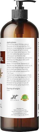 Vista 41 de velona Aceite de ricino orgánico certificado por USDA – 16 onzas líquidas (con bomba) Para el crecimiento del cabello, pestañas y cejas Prensado