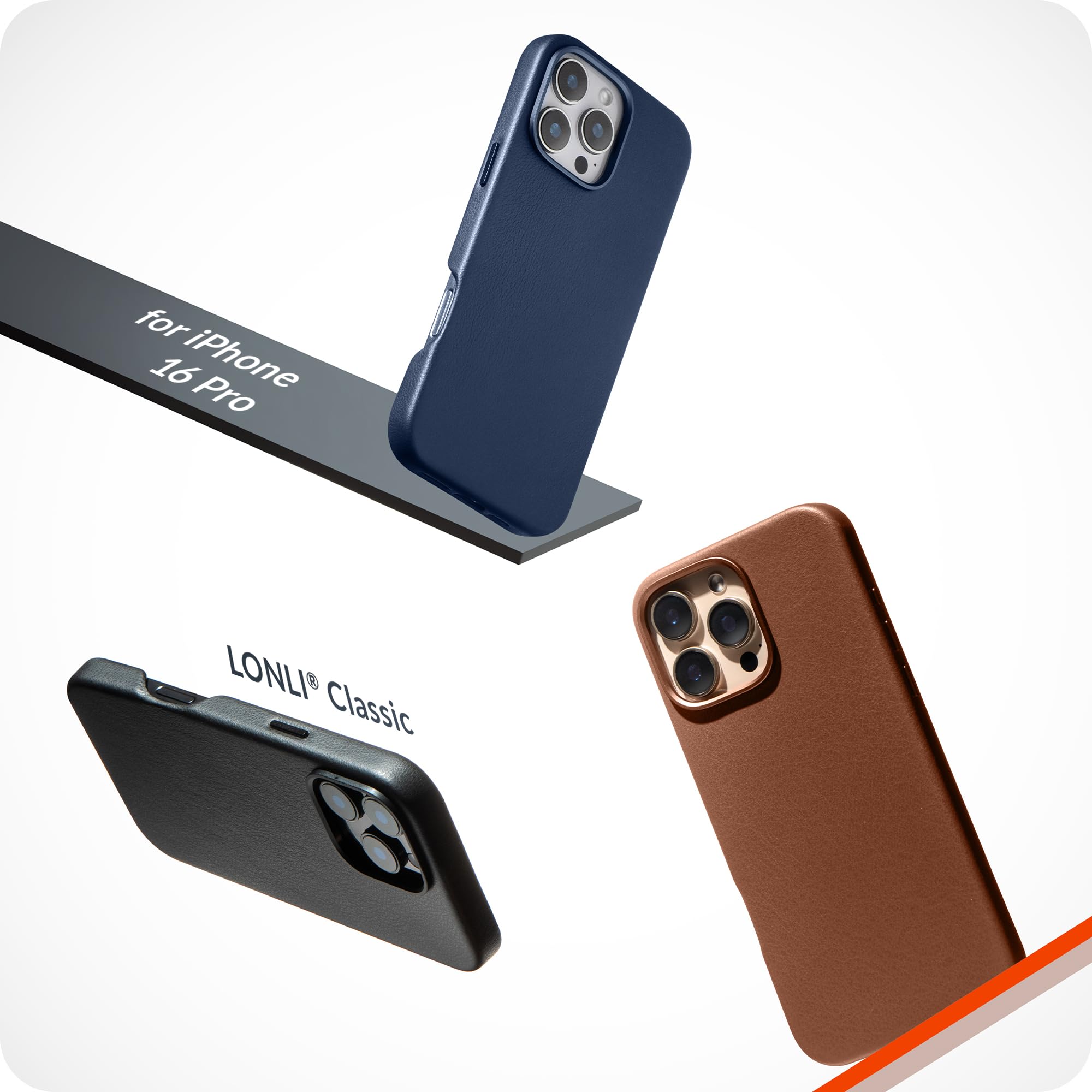 LONLI Classic, for iPhone 16 Pro, European Genuine Vele Leather Phone Case, Smoothen and Soften Over Time - Image 2