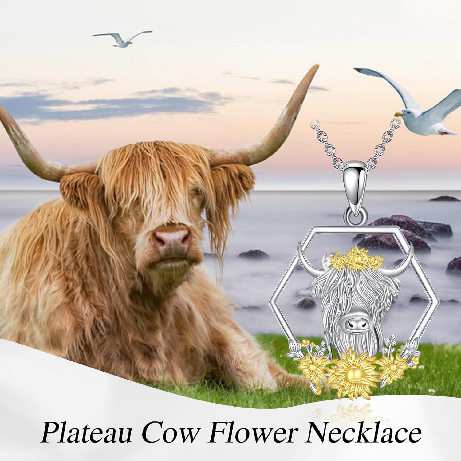 Highland Cow Necklace for Women 925 Sterling Silver Cute Animal Highland Cow Pendant Jewelry Gift - Image 6