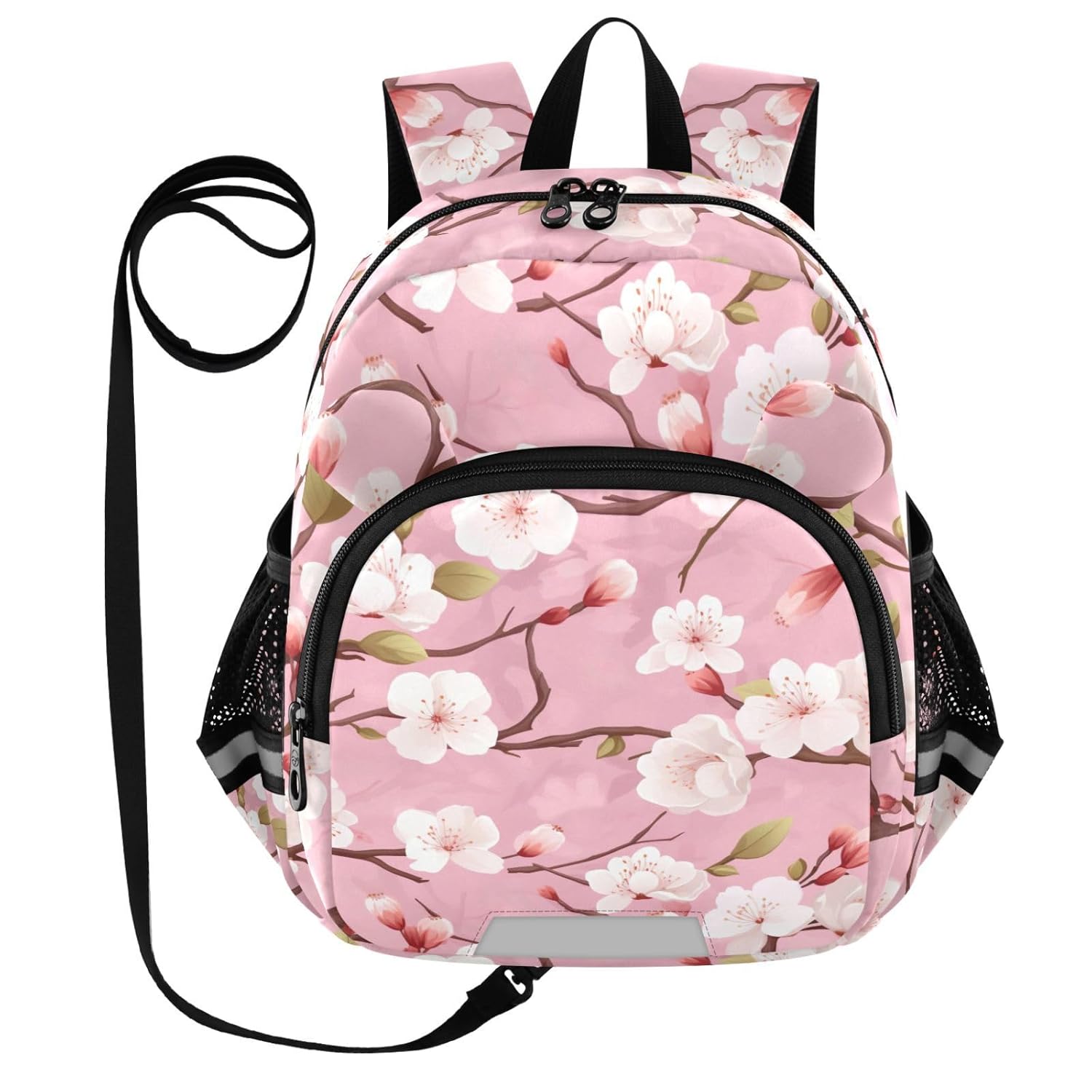Pink Cherry Blossoms Flower Toddler Harness Backpack for Boys Girls 3-6 Years Kids Backpack with Anti Lost Safety Leash Child Leash Backpack for Walking Travel Preschool