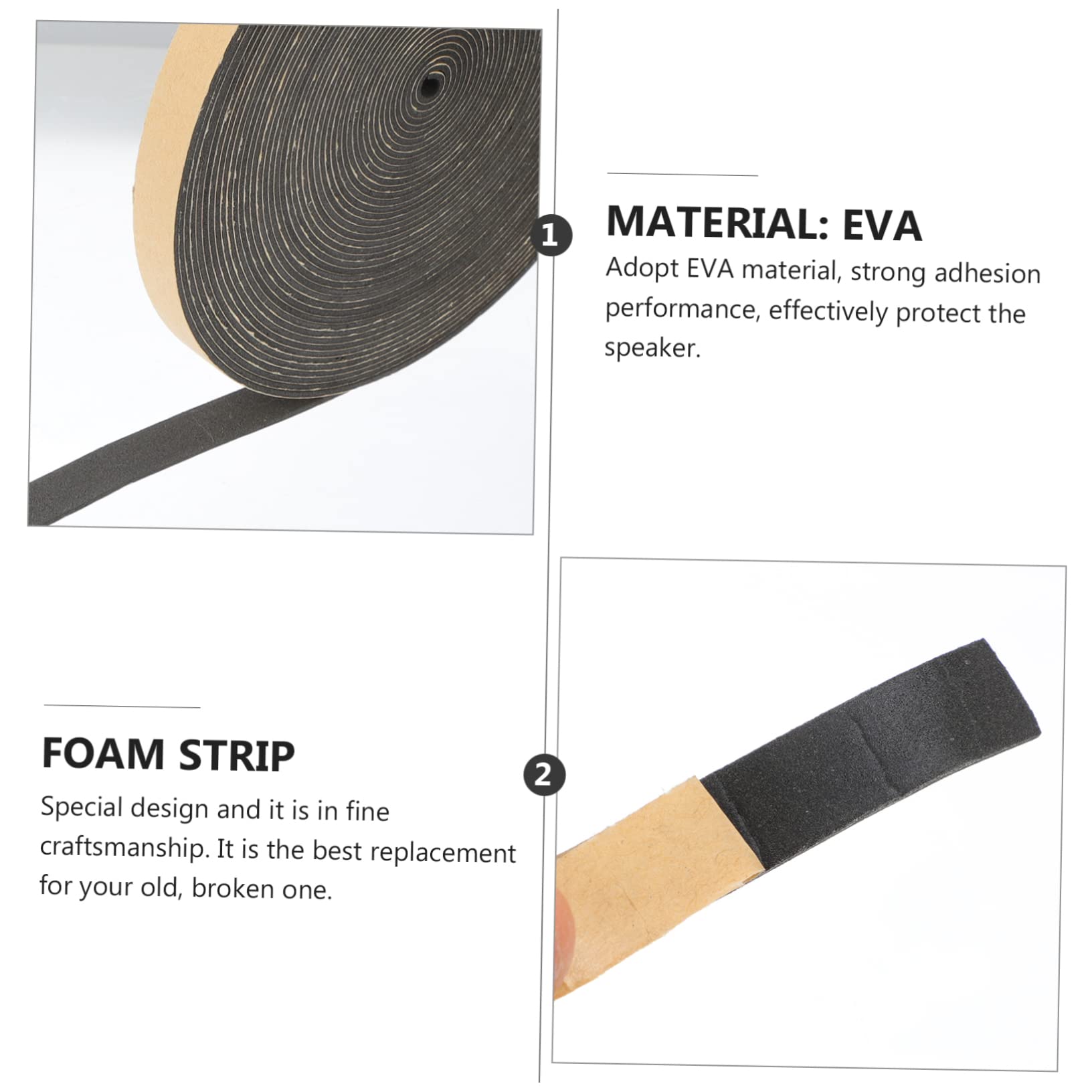 GOOHOCHY 2 Rolls Speaker Foam Tape Closed Cell Foam Insulation Soundproofing Soundproofing Tape Waterproof Sealing Strip Speaker Mounting