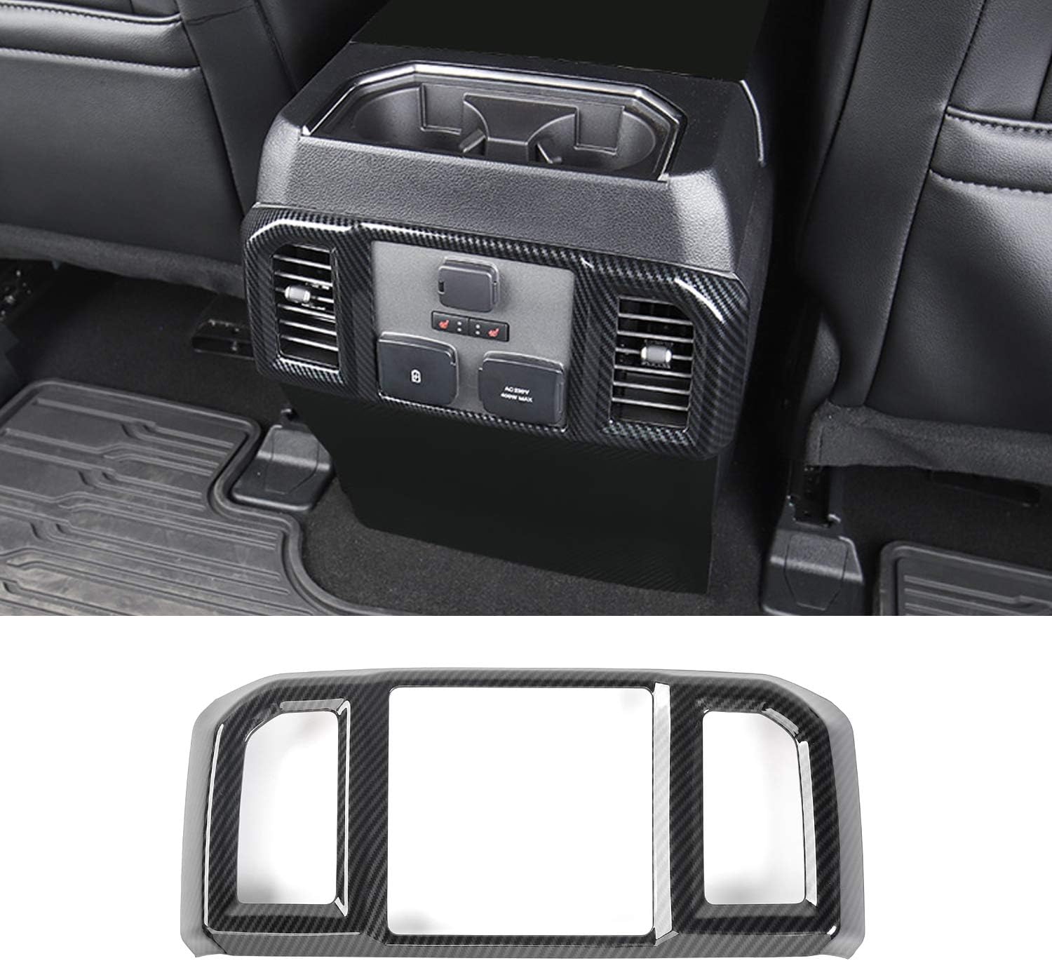 Keptrim for F-150 ABS Carbon Fiber Rear Air Conditioning Vent Outlet Panel Trim for 2016 2017 2018 2019 2020 Ford F150, 1pc