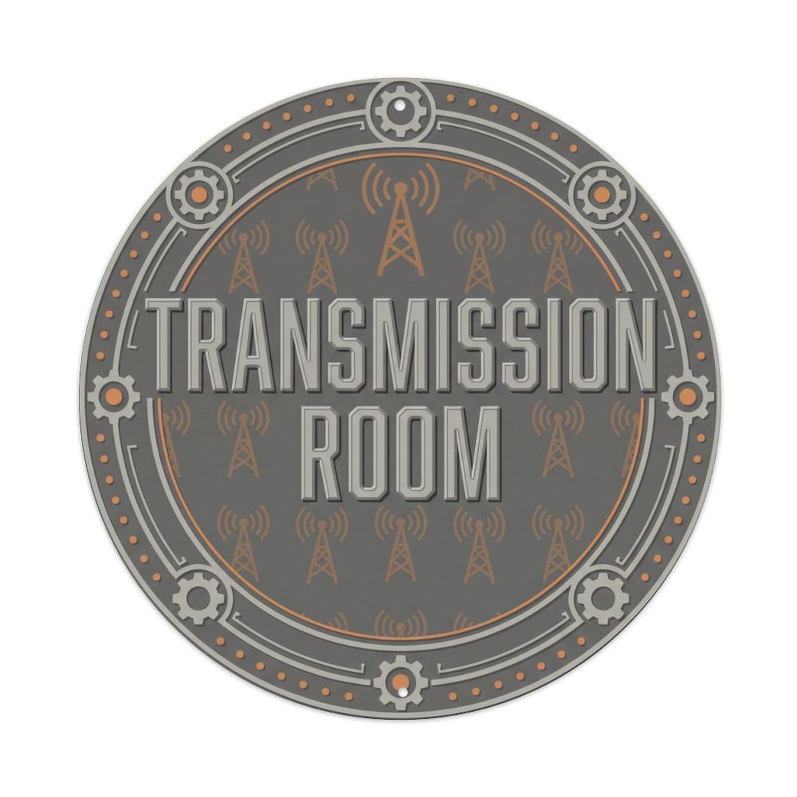 Metal Tin Sign Vintage Transmission Room Text Tower