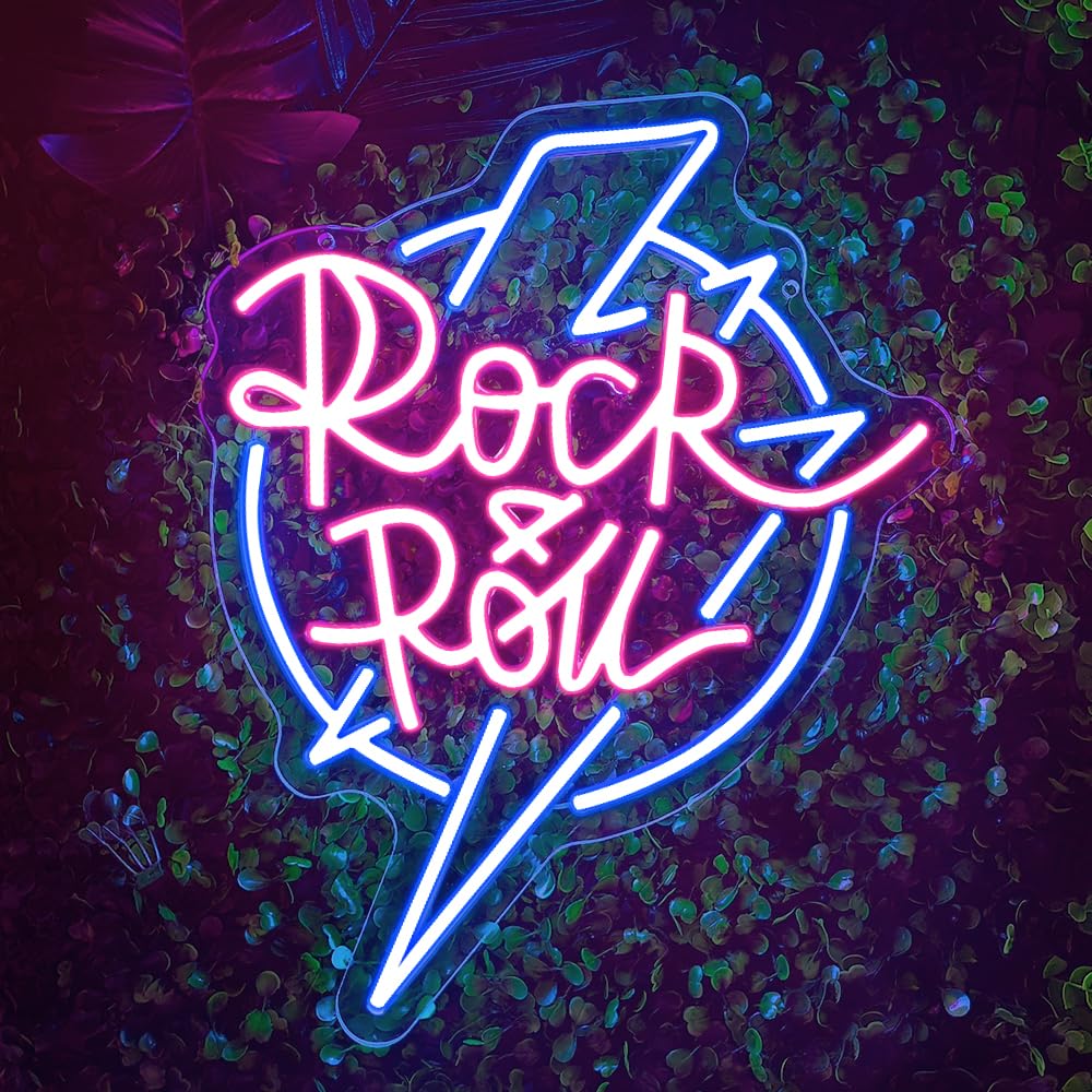 Neonowy szyld muzyczny, Rock and Roll LED, dekoracja ścienna, tło do muzyki na żywo, koncertu, studia muzycznego, baru, sypialni, klubu, na imprezę, prezent dla nastolatków i mężczyzn, zasilanie USB