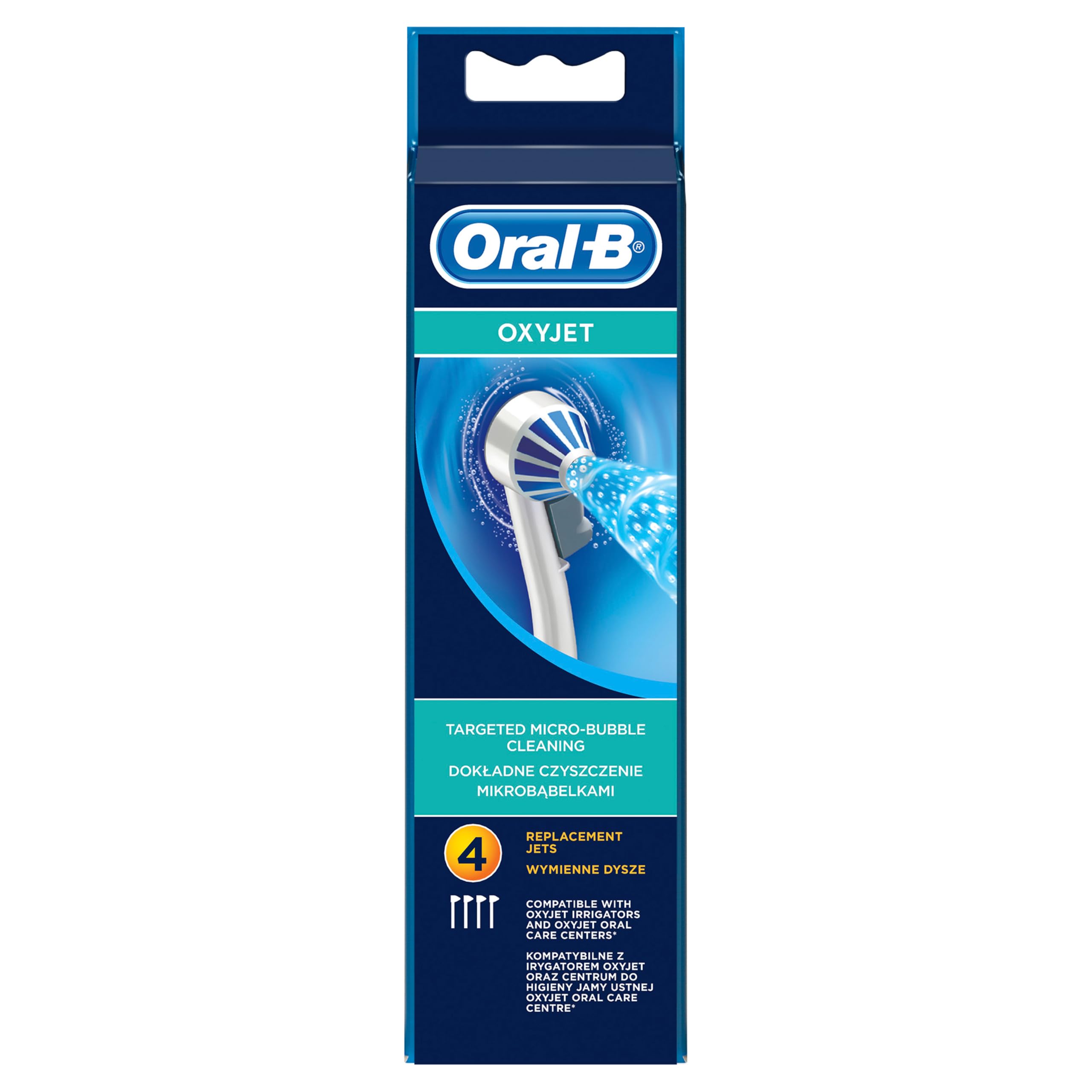 Oral-B Oxyjet, Pack De 4 Canules Pour Jet Dentaire Hydropulseur, Technologie Micro-Bulles D'Air, Nettoie En Profondeur, Pour Gencives Délicats, Oxyjet Canules X 4