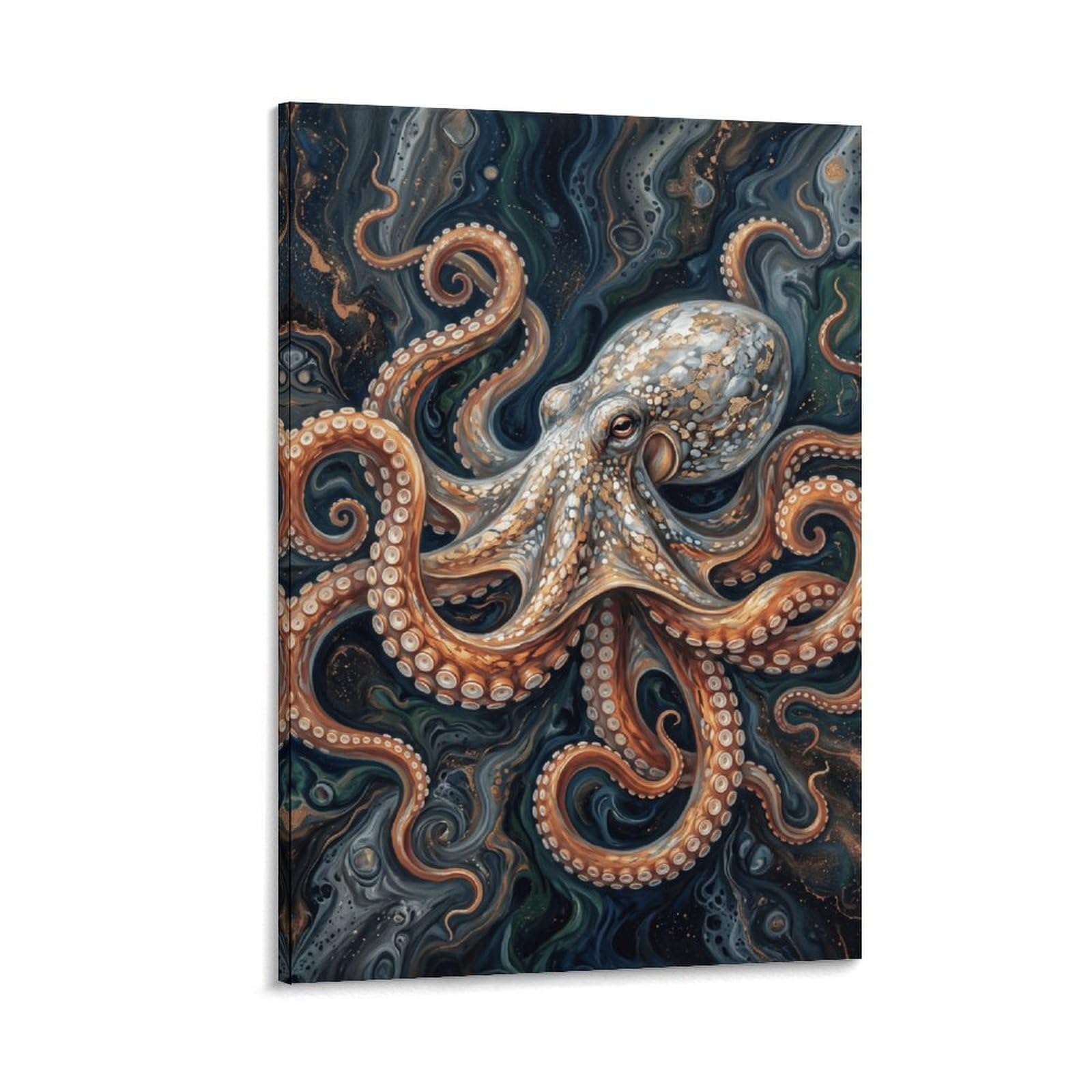 W7C8U2X3 Ornate Octopus Canvas Wall Art, Ocean Fantasy Wall Art