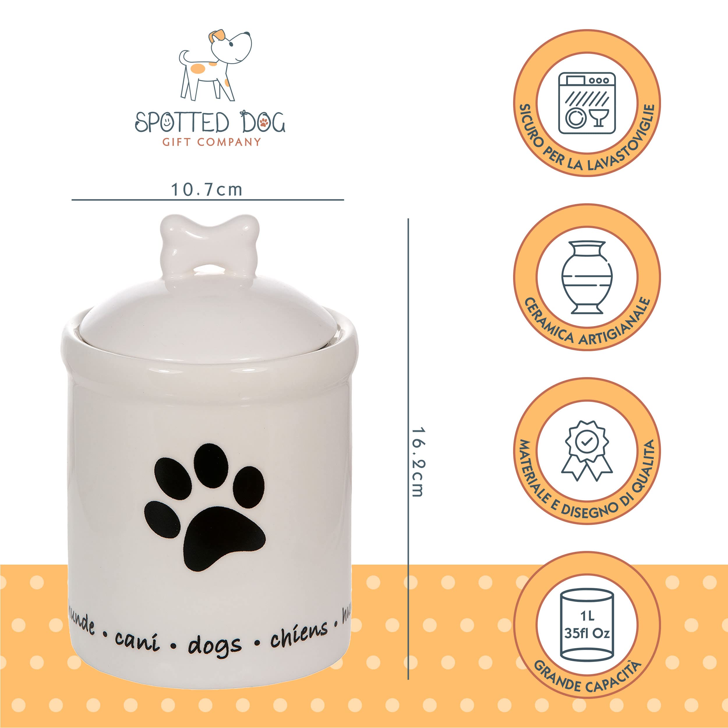 SPOTTED DOG GIFT COMPANY - Barattolo da cucina per cibo cani e biscotti per cani - idee regalo - in ceramica