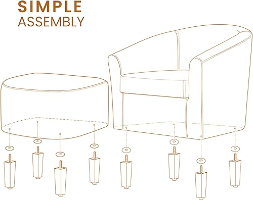 Miniatura 27 de Topeakmart Silla de club contemporánea para sala de estar, silla de barril con silla otomana y reposapiés, juego para dormitorio, sala de espera,