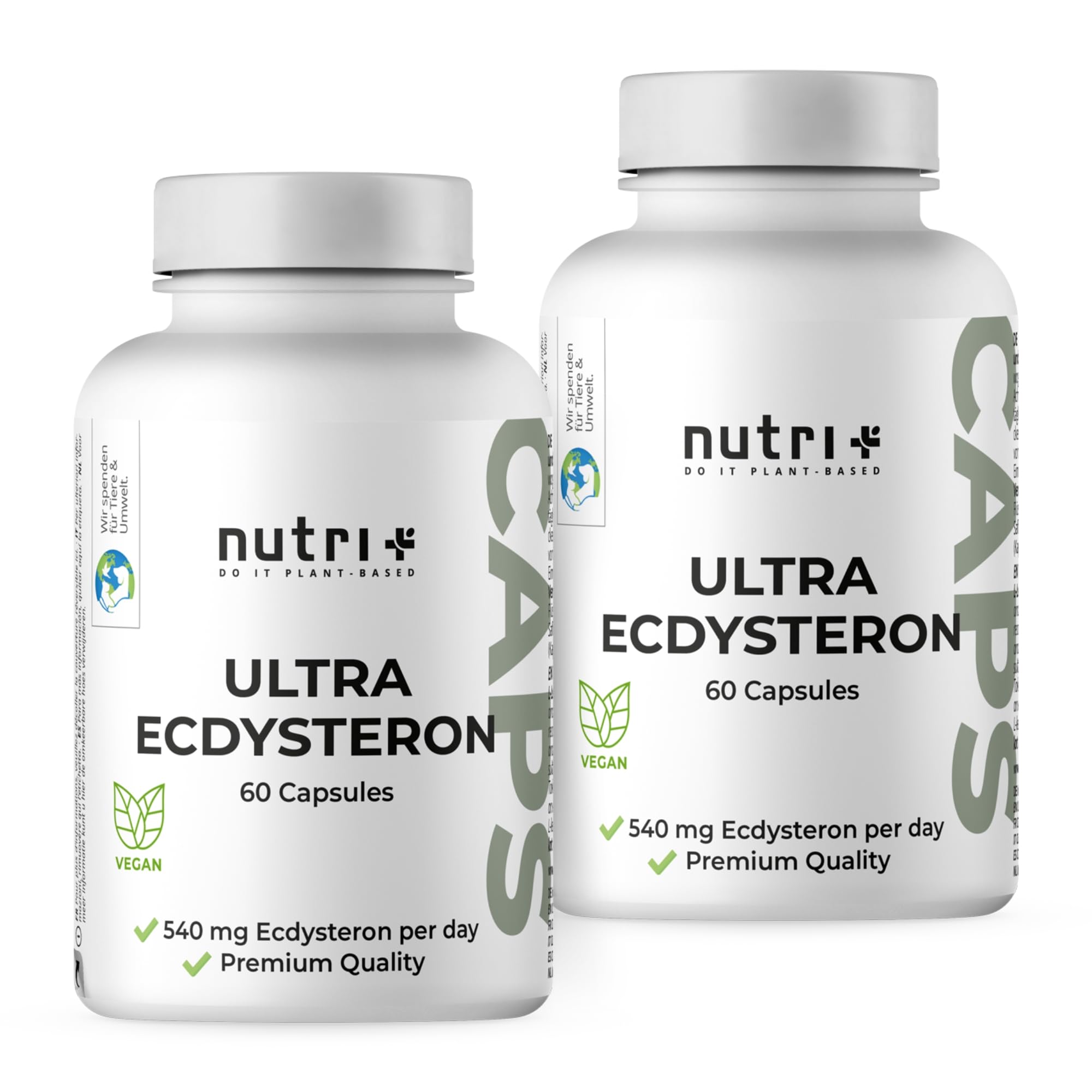 Nutri + Ultra Ecdysterone + Leucina Capsule alto Dosaggio - 790 mg Complesso Principi attivi per Capsula - 540 mg di beta Ecdisterone 90% + 250 mg di L-Leucina in Polvere vegana