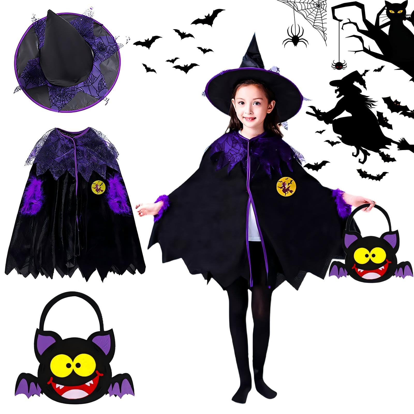 Hexenhut Aus Wolle-Acryl - Verstellbarer Halloween Hut Für Kinder & Erwachsene