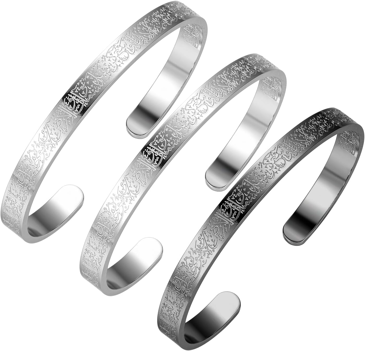AYATUL KURSI CUFF | WOMEN Serenity Prayer Personalised Bracelet Allah Islam Muslim Arab Stainless Steel Deep Engraved Bangle