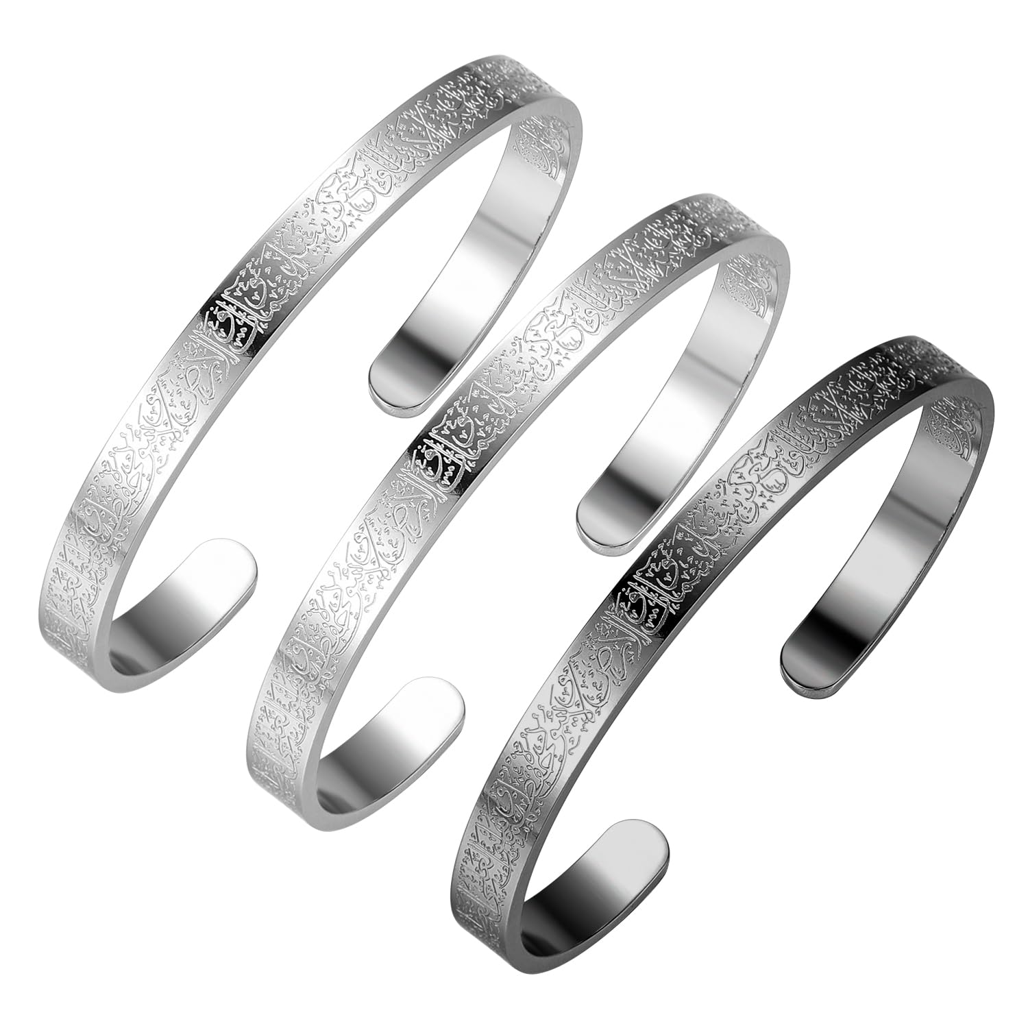 AYATUL KURSI CUFF | WOMEN Serenity Prayer Personalised Bracelet Allah Islam Muslim Arab Stainless Steel Deep Engraved Bangle