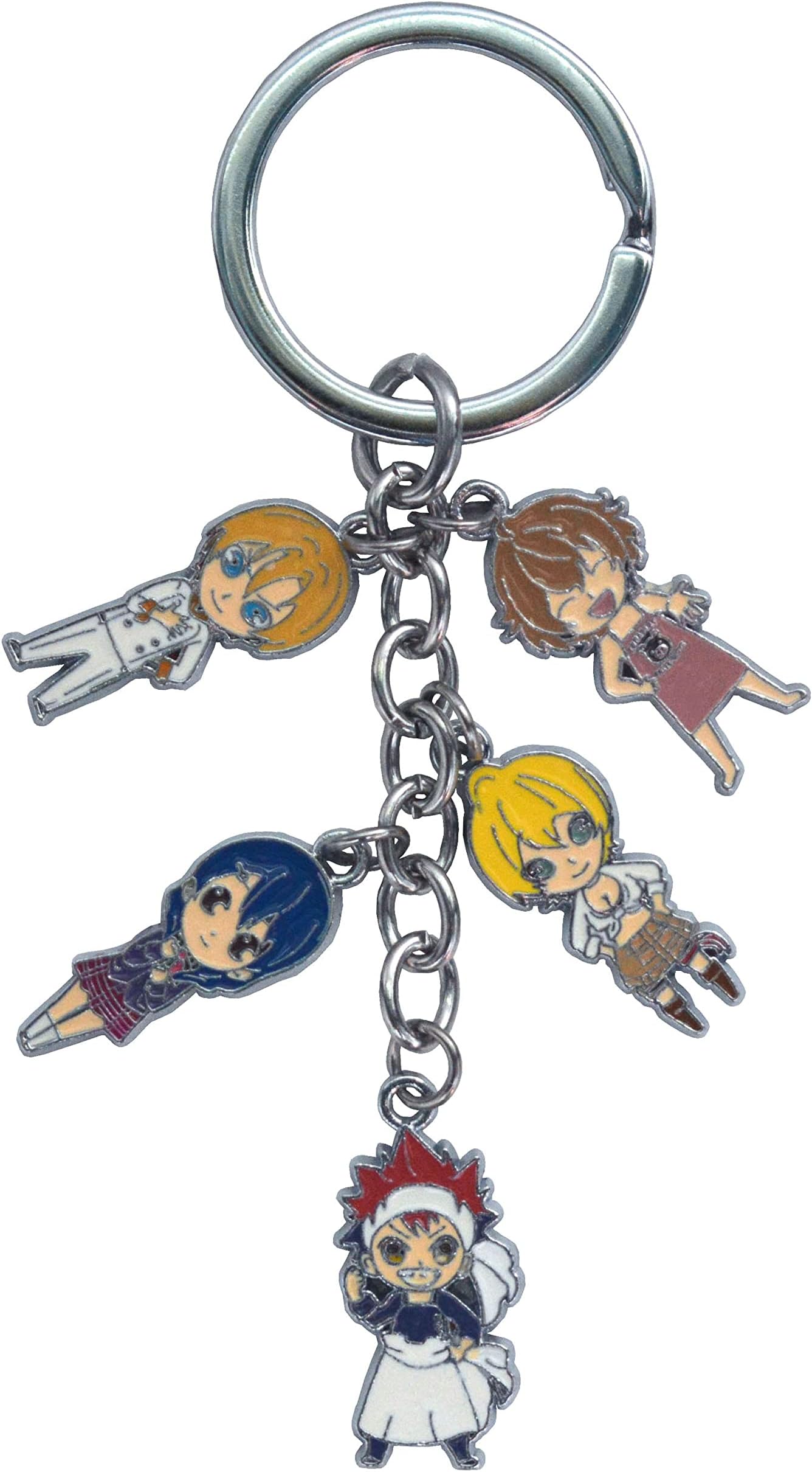 Amasukami Anime characters Yukihira Soma keyring with 5 Chibi figures, Multicolor, S