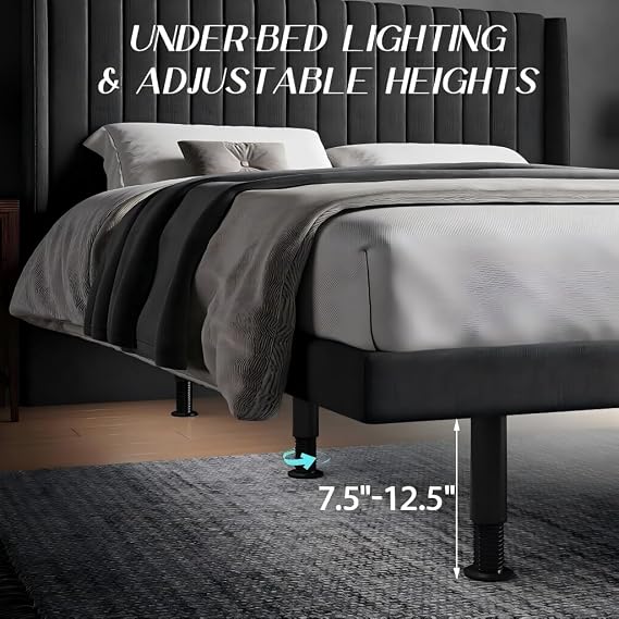 Adjustable Bed Frame Full Size with Massage -Wireless Remote Electric Power Bed Foundation Under-Bed Lighting | Zero Gravity | USB PortsX2 | Height Adjustable Legs