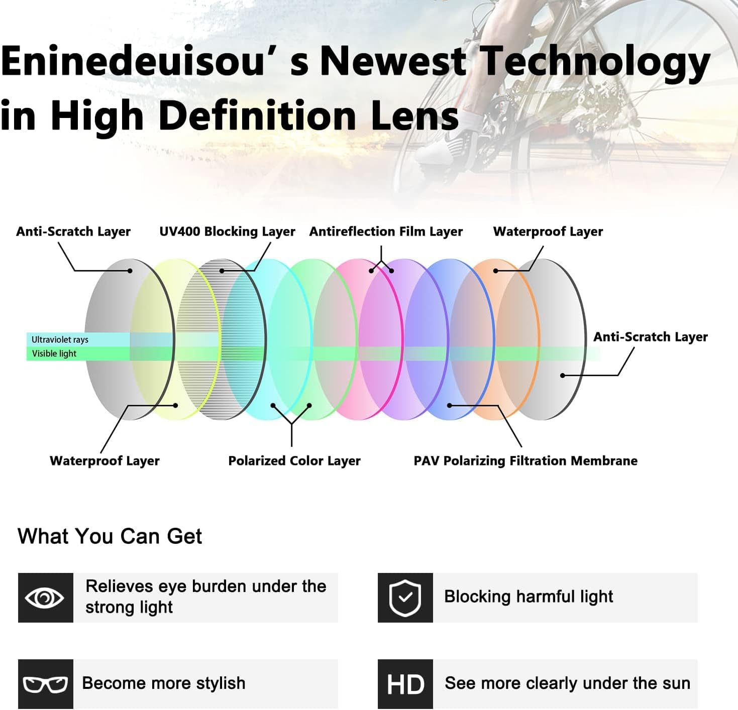 Sunglasses Cycling Glasses TR90 Frame for Men Women, Running Cycling outdoor Sports. - Image 6