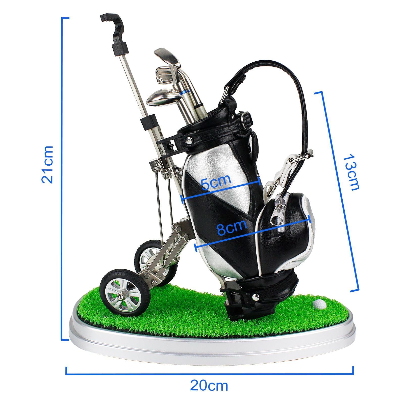 Crestgolf PU Carrello da Golf, Golf Portapenne con 3 Penne a Forma di Golf Gear And di Tappetino da Prato in Plastica