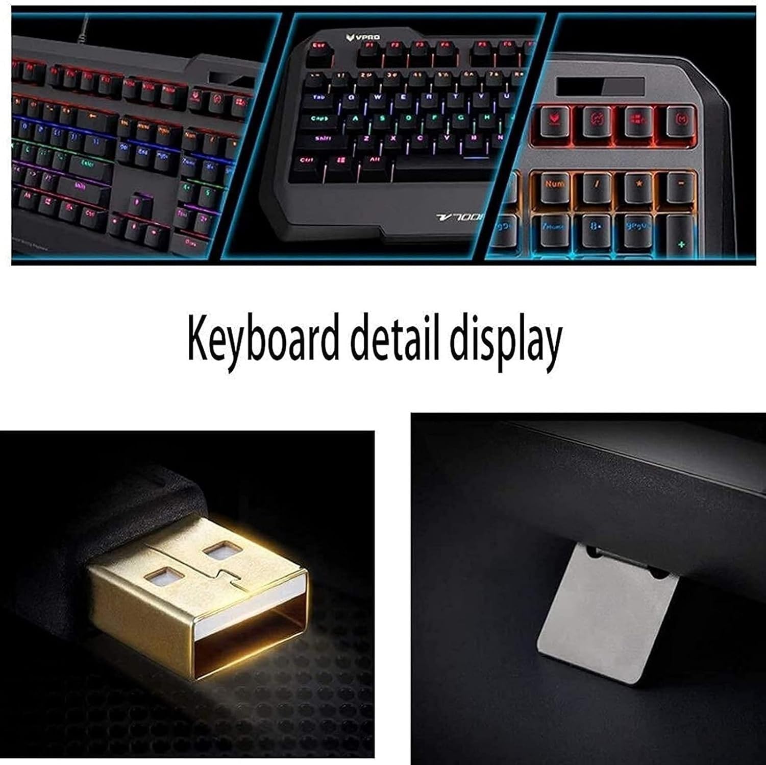 Tastiera Meccanica da Gaming USB Wired, Full-Size con Retroilluminazione RGB Mista, Anti-Fantasma per Ufficio e Videogiochi