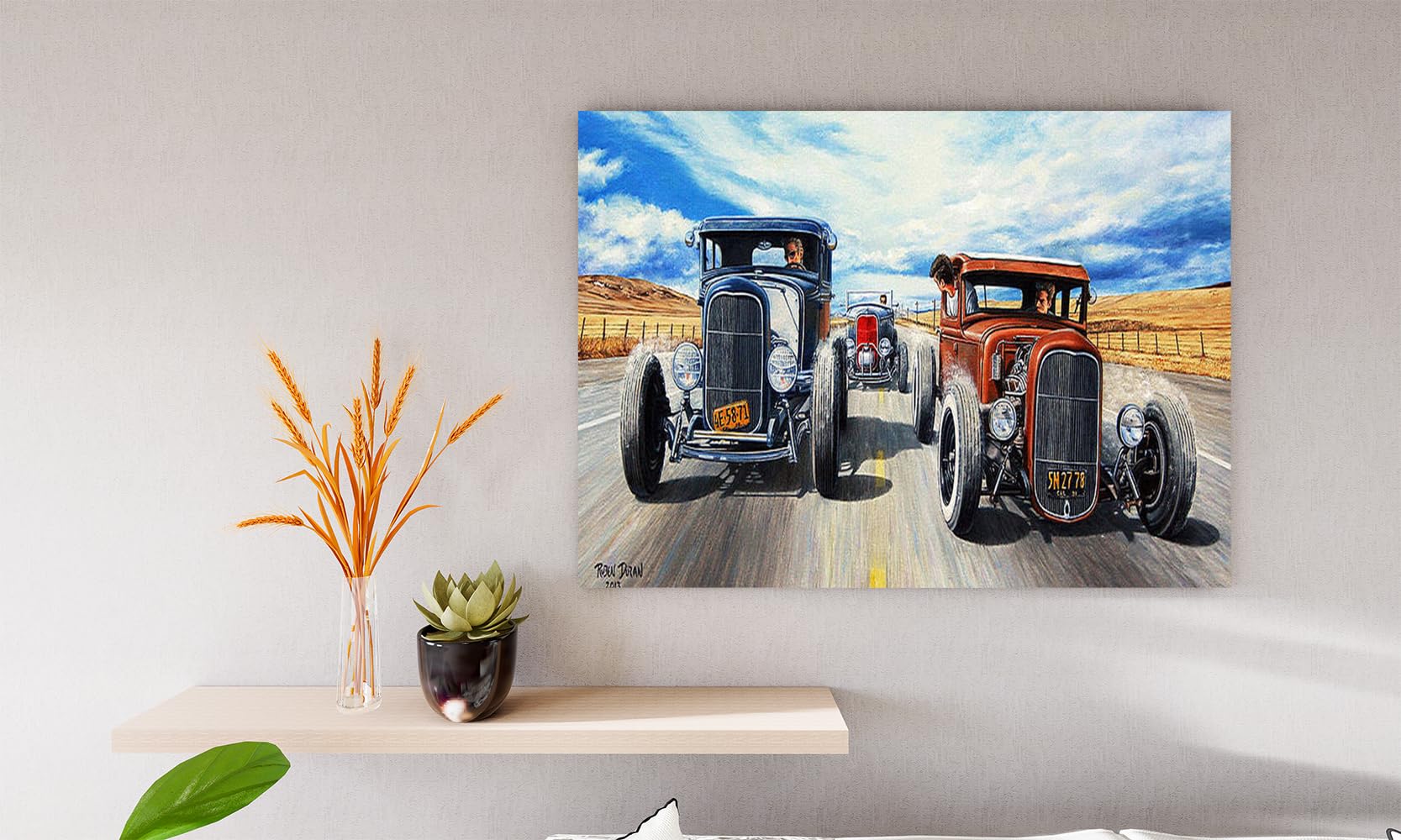 VERRE ART Printed Framed Canvas Painting for Home Decor Office Wall Studio Wall Living Room Decoration (14x10inch Wrapped) - Riff Raff Race 3