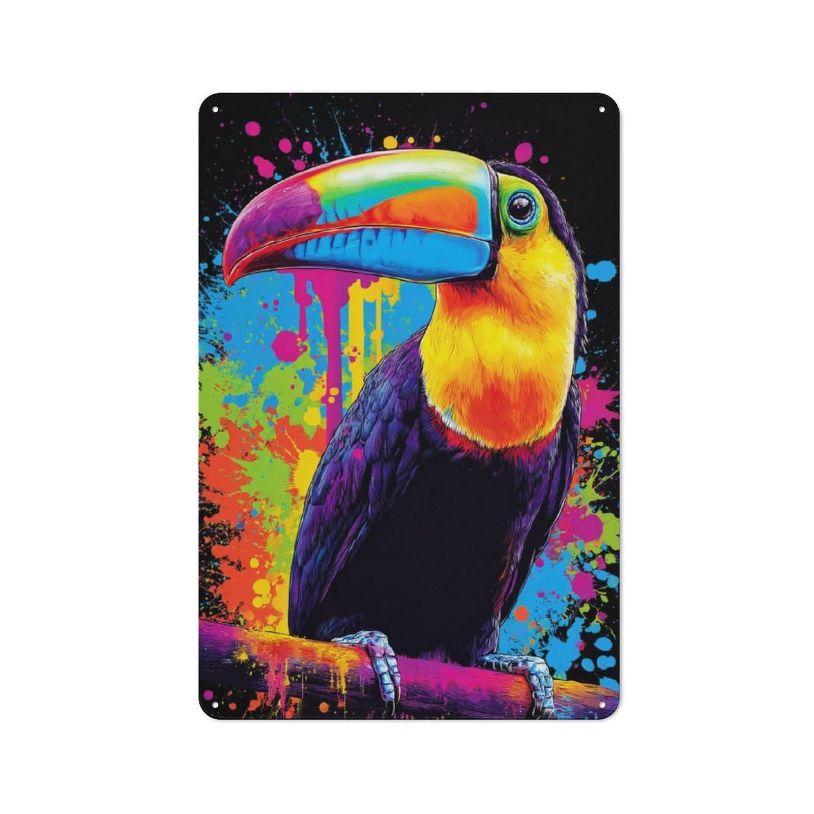 Junmoney Vibrant Toucan Artwork -1 Industrial Tin Sign 30X20cm, Garage Wall Decor For Garage, Hobby Room, Office Or Man Cave