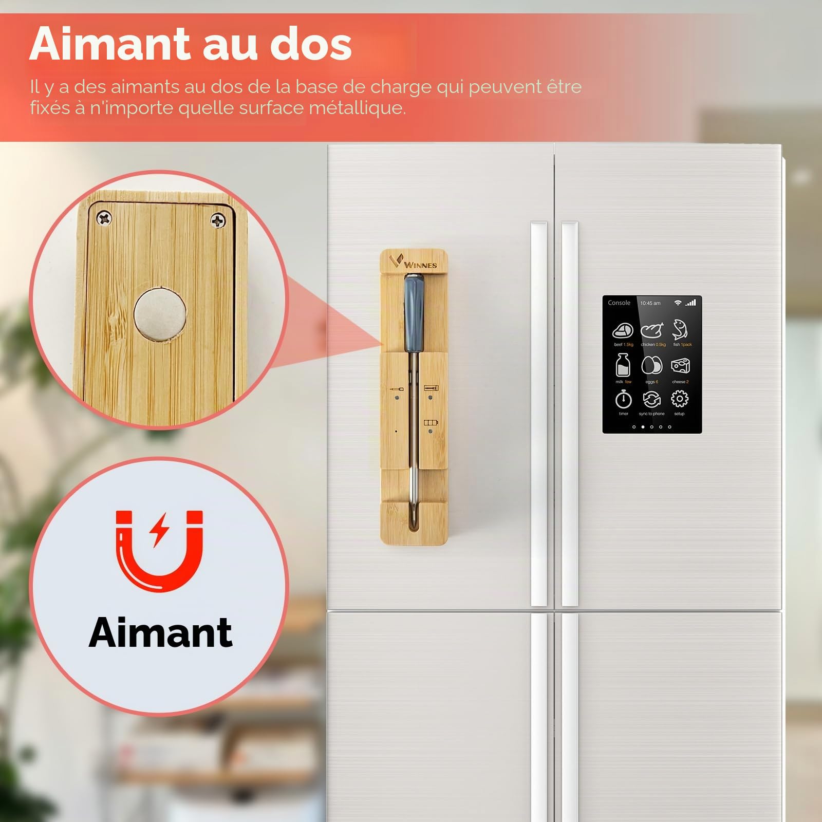 Zeerkeer Thermomètre de Barbecue Bluetooth Sans Fil Intelligent App Mobile Thermomètre à Viande Étanche Four Thermomètre Alimentaire