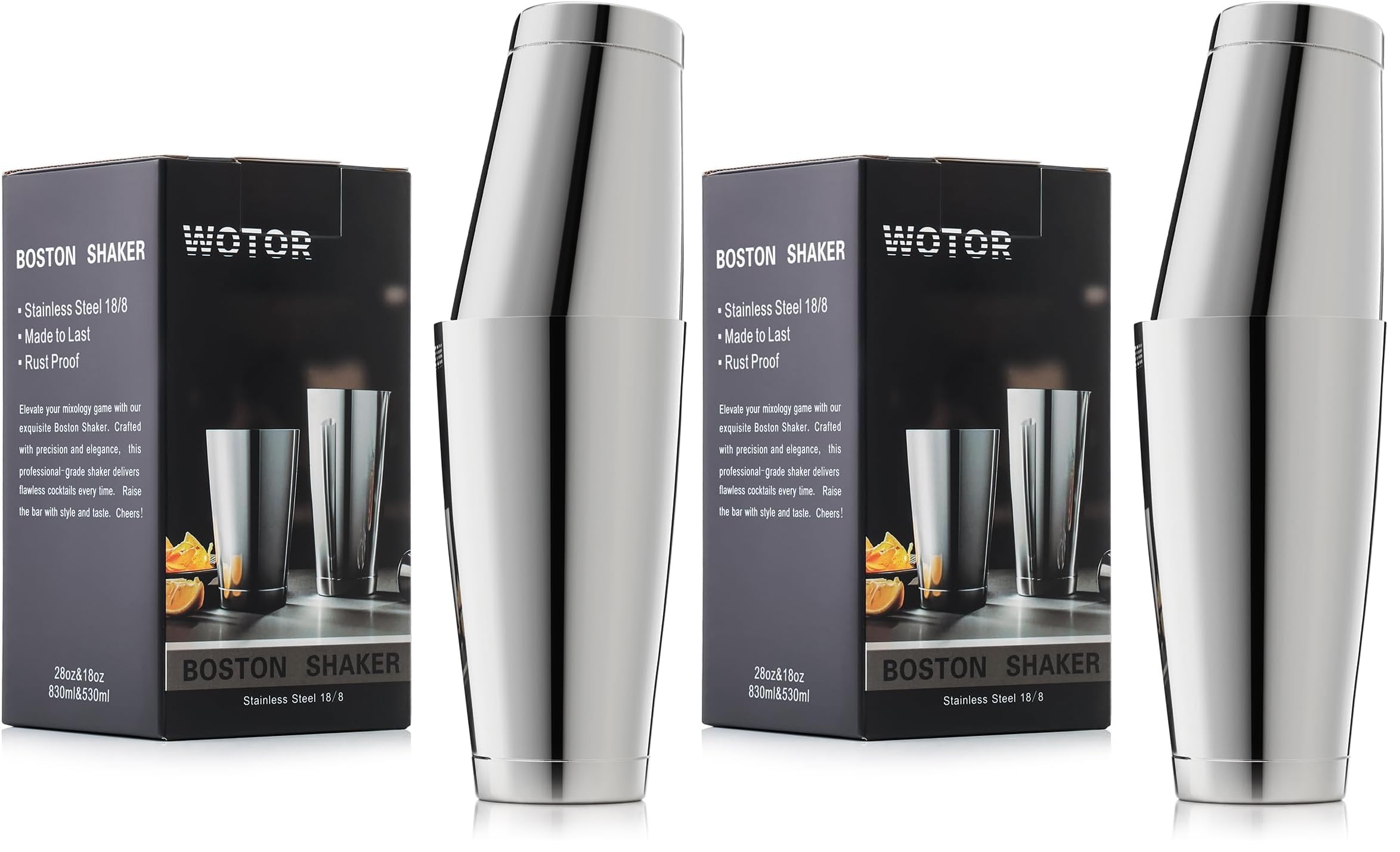 Stainless Steel Boston Shaker Tins (18oz & 28oz)