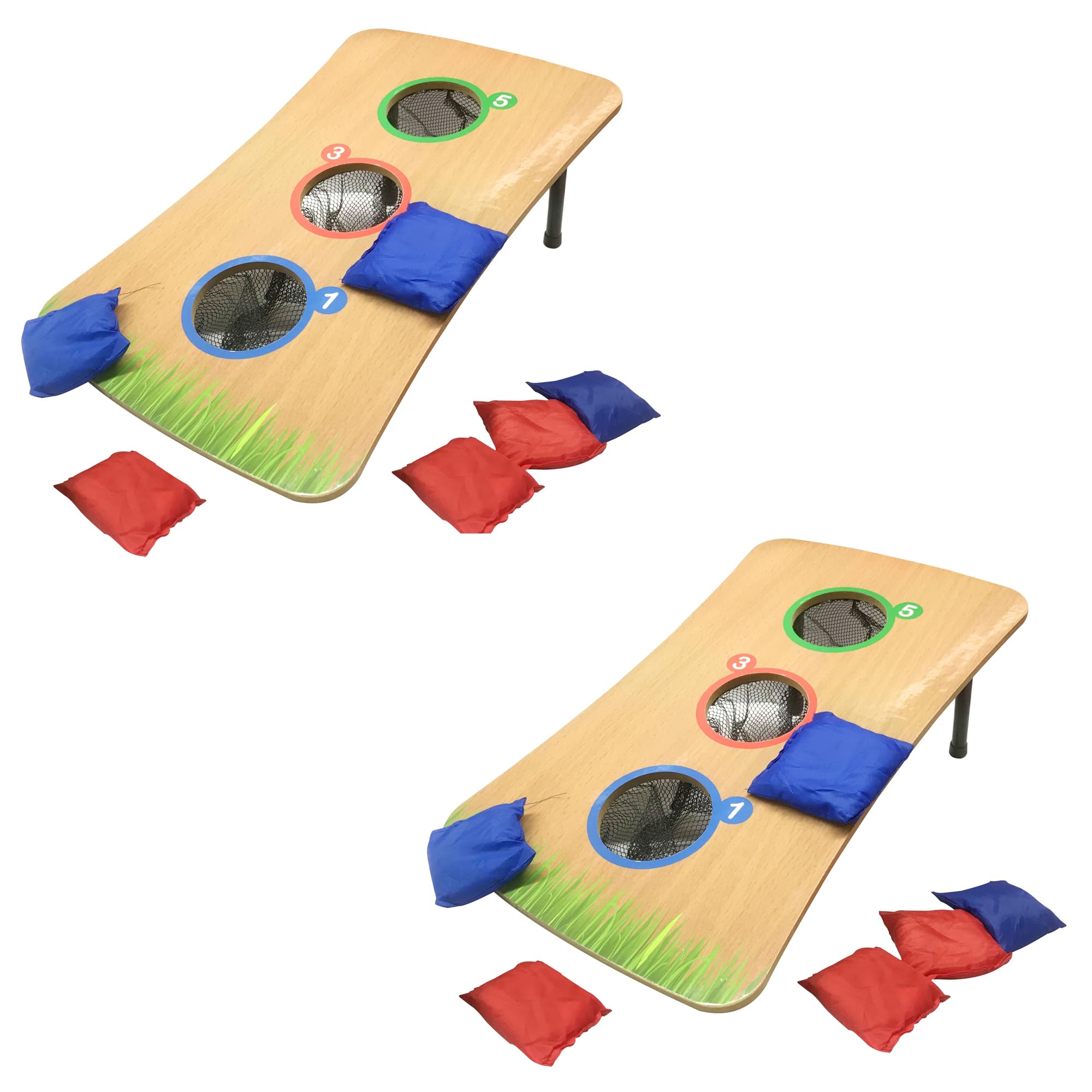 Set of 2 Bean Bag Toss Game Set – 2 x Wooden Cornhole Boards with 12 Bean Bags – Indoor & Outdoor Garden Throwing Game for Kids, Adults & Family – 2-4 Player Classic Corn Hole Set with Target Holes