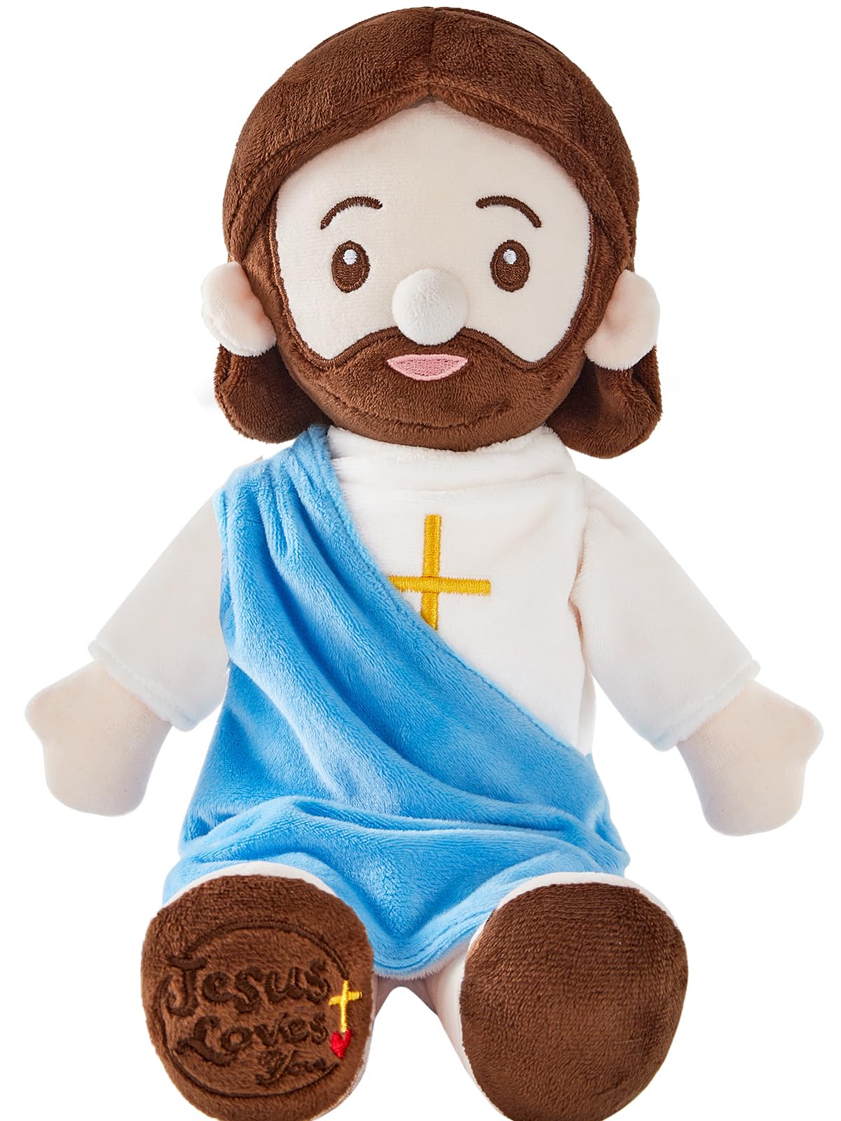 Jesus Plush Doll Jesus Plushie Stuffed Toy Christian Stuff Religious for Kids Christening Easter 14 2 Blue