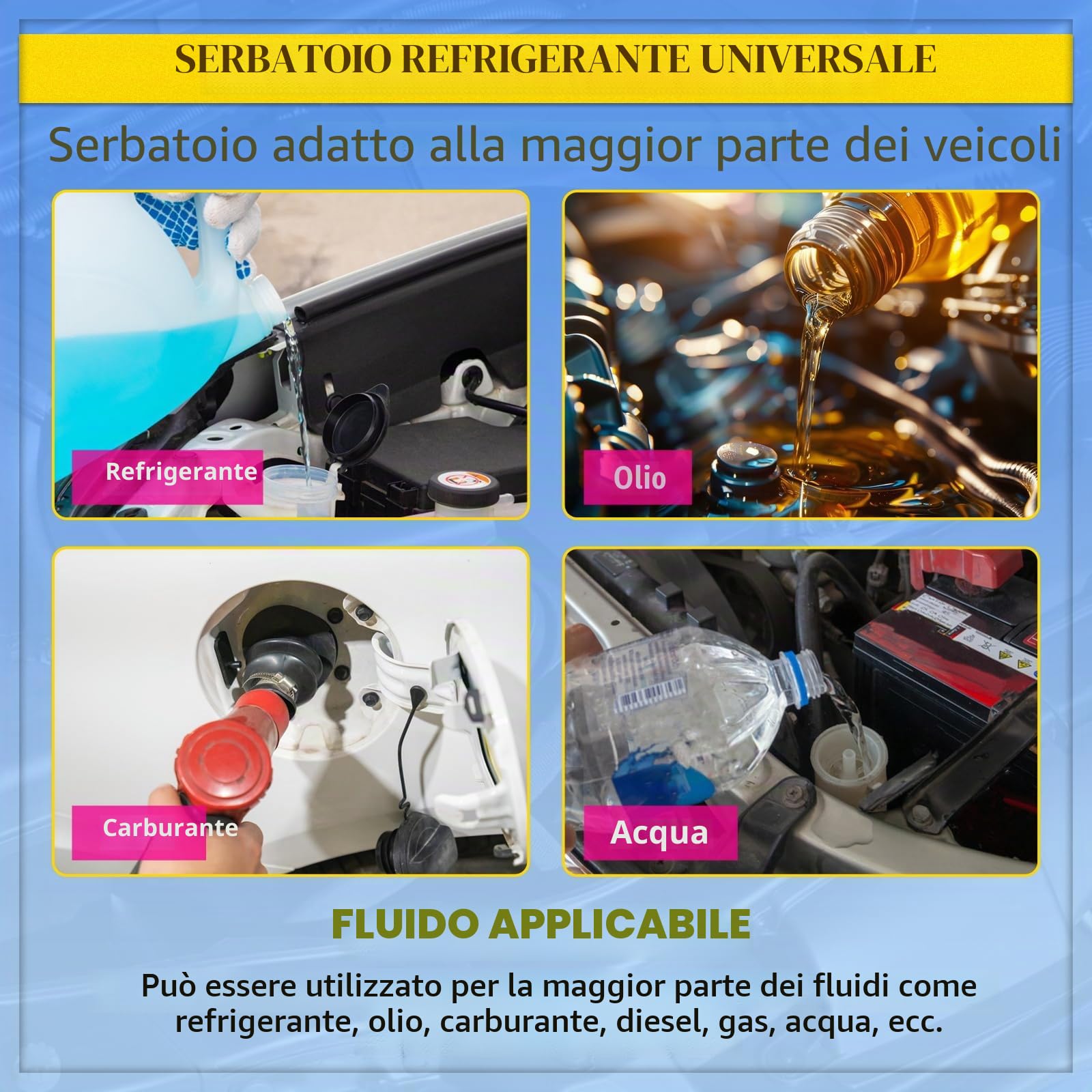Serbatoio universale Coolant Overflow 2L Expansion Catch Can in alluminio lucidato