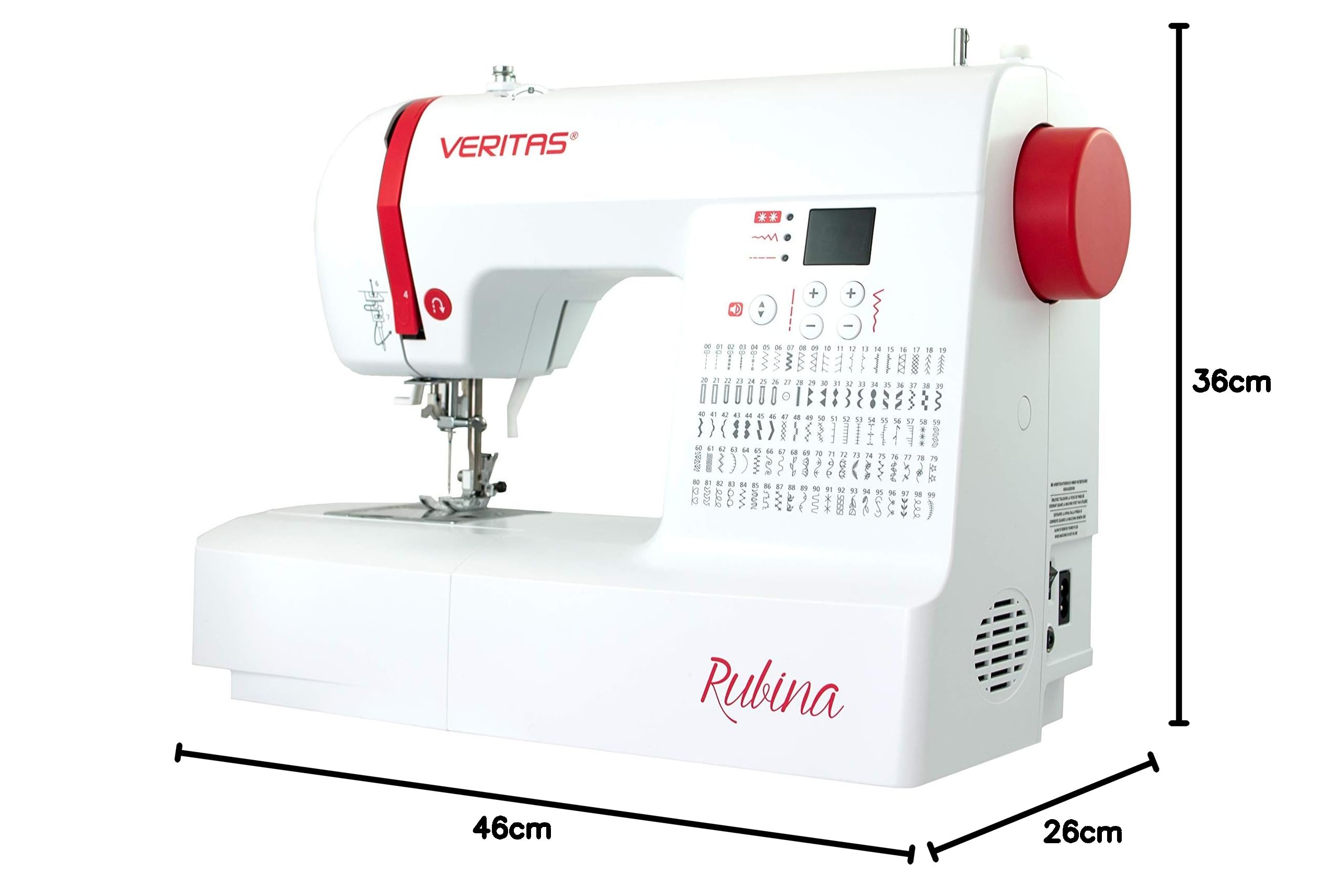 VERITAS Nähmaschine Rubina I Digitale Computer-Nähmaschine I 100 Stichprogramme I Auto-Fadenspannung & Einfädelhilfe I Fadenabschneider I Einstellbare Stichlänge I LCD-Display & LED-Nählicht (weiß)