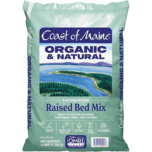 Coast of Maine Organic & Natural Castine Blend Soil - Nutrient-Rich Garden Soil w/Mycorrhizae, Biochar - Enhanced Drainage & Aeration - for Raised Bed Gardening & Container Gardening (1 cu ft)