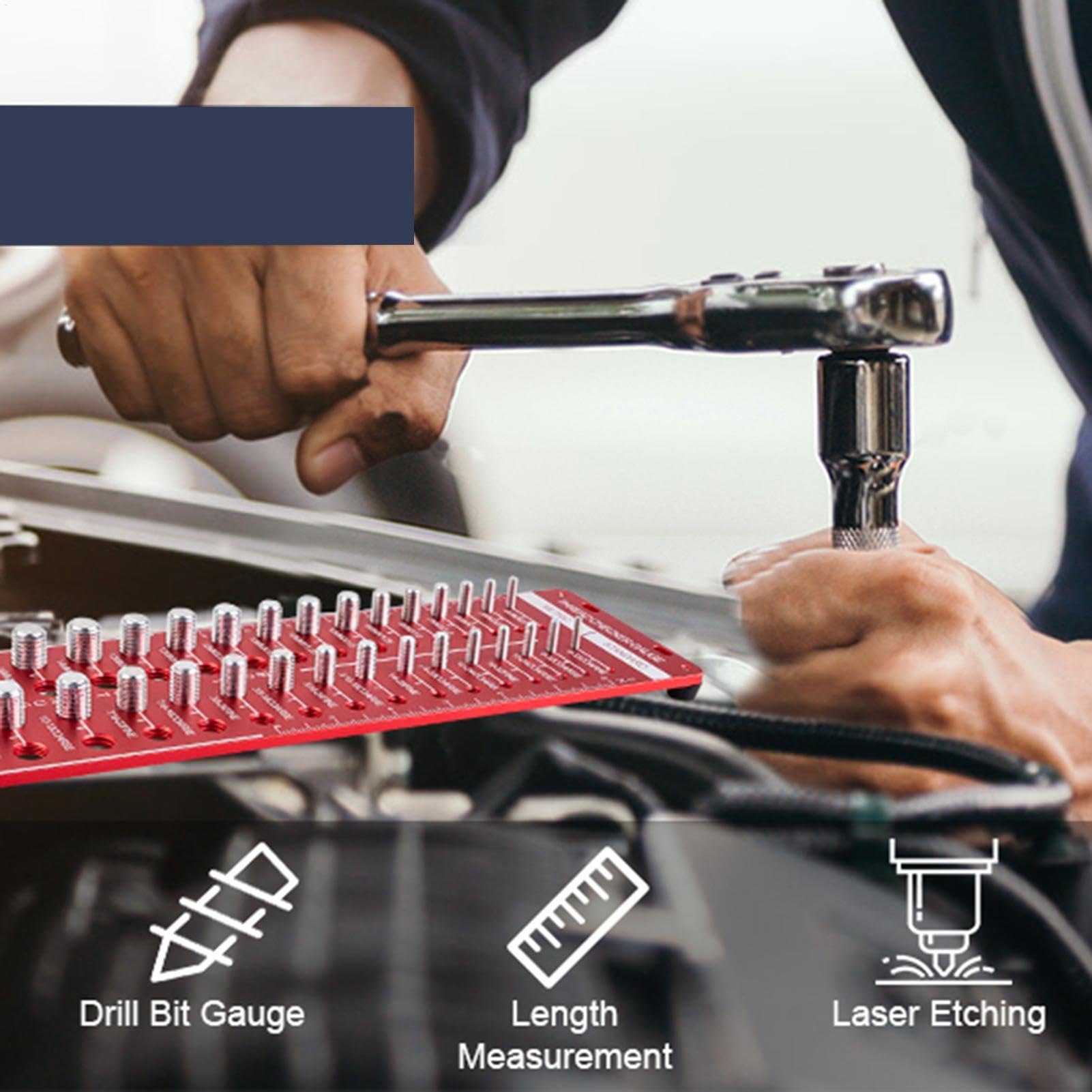 Narzędzie pomiarowe Bolt, 34 otwory Metal Thread Checker, 16,93x3,94x0,39in Wear-Resistant Nut Identyfikacja, precyzyjna wyszukiwarka rozmiarów bolt dla mechaników, Diyers, konserwacji