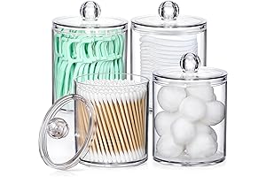4-Pack Acrylic Qtip Holder Dispenser for Enhanced Bathroom Organization