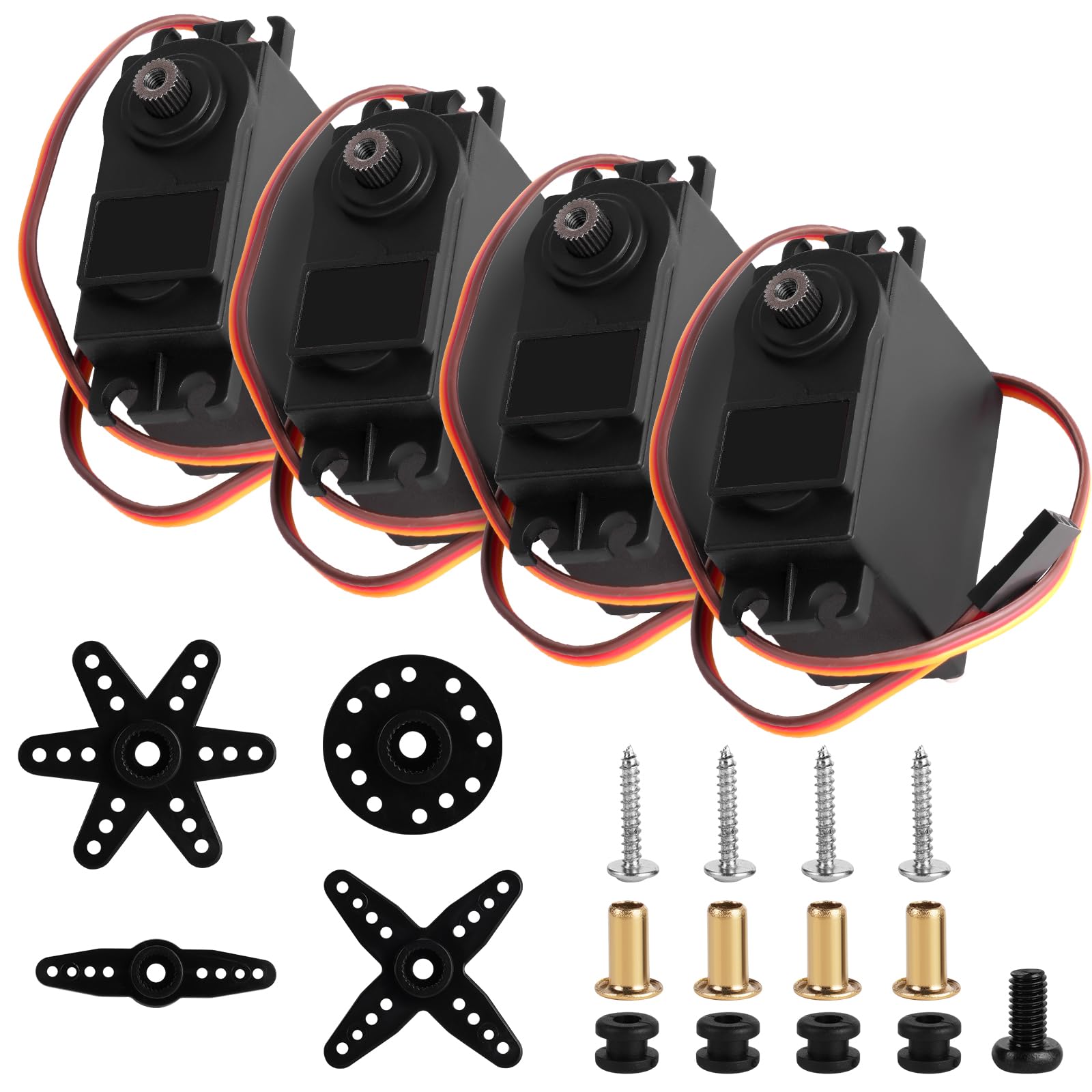 HOTUT 4 Pcs Digital Servo Motor Kit, Metal Gear High Speed Torque Digital Servo Motor, Steering ServoMotor