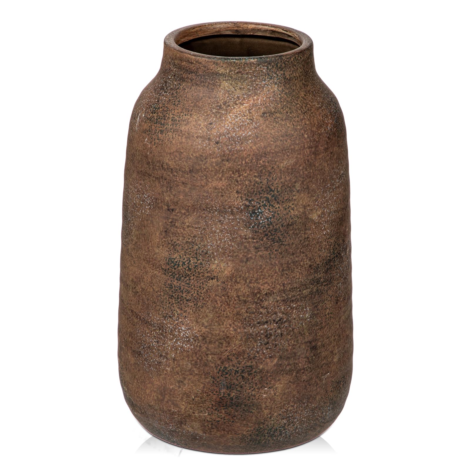 Briful Vaso in ceramica per fiori, alto 28 cm, vasi rustici color bronzo, apertura da 10,2 cm, vaso grande per fiori di pampa, piante secche, fiori freschi, decorazione per la casa e la cucina
