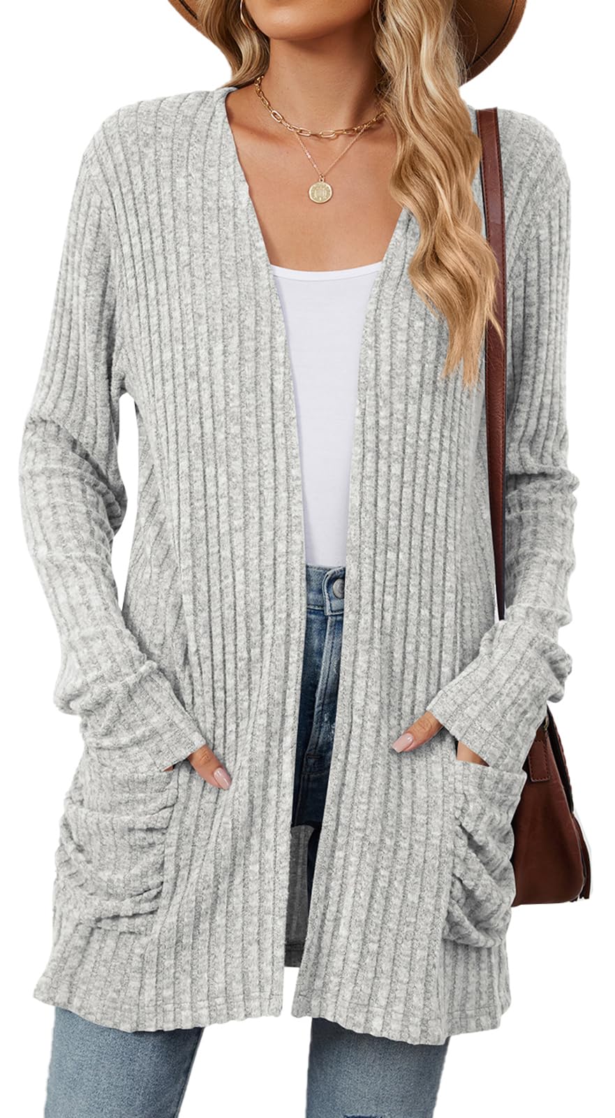 Cardigan Femme à Capuche Avec Boutons - Pull Tricoté Décontracté Pour Toutes Les Saisons - 7